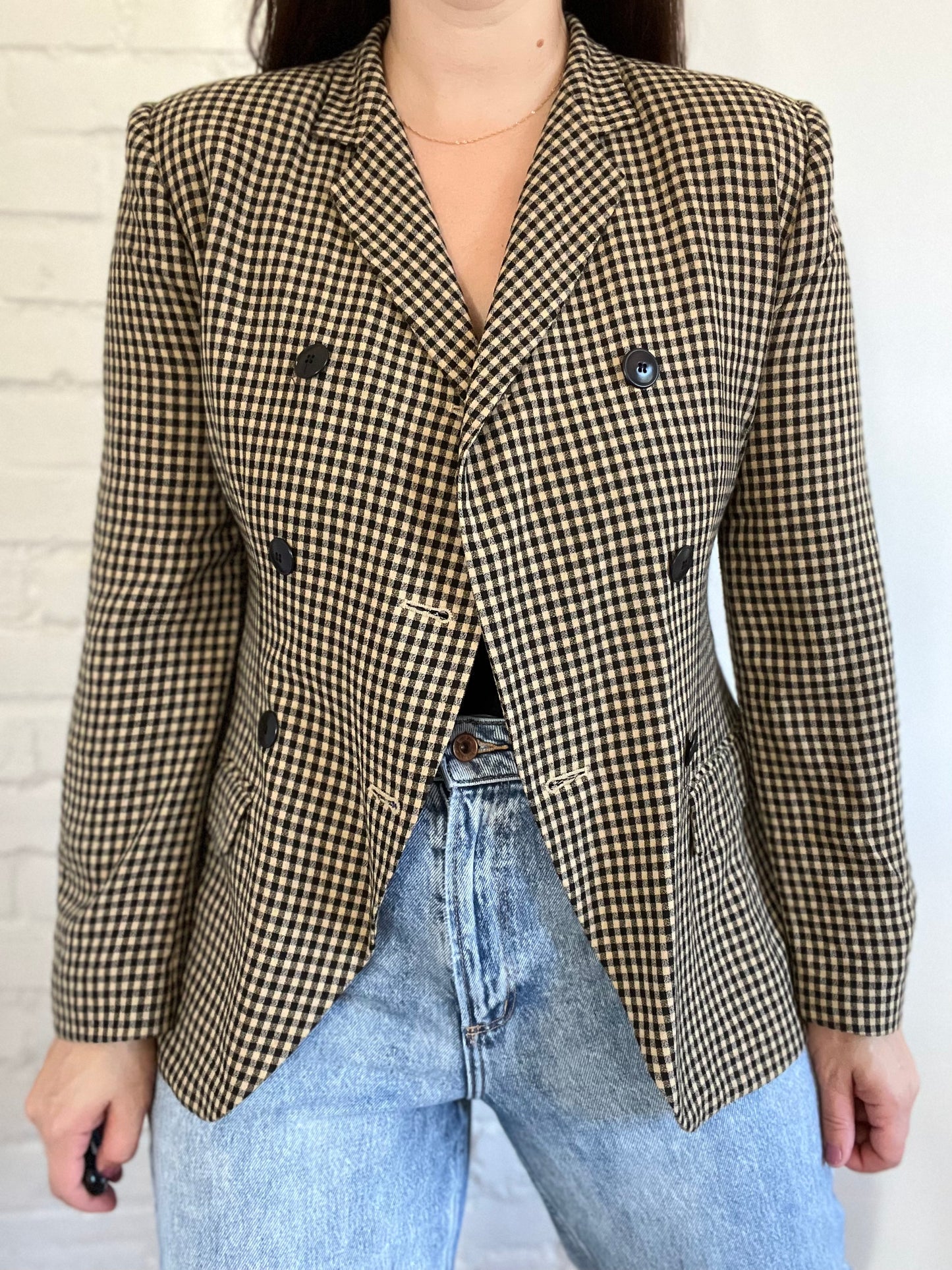 Vintage Holt Renfrew Gingham Blazer - Size 6