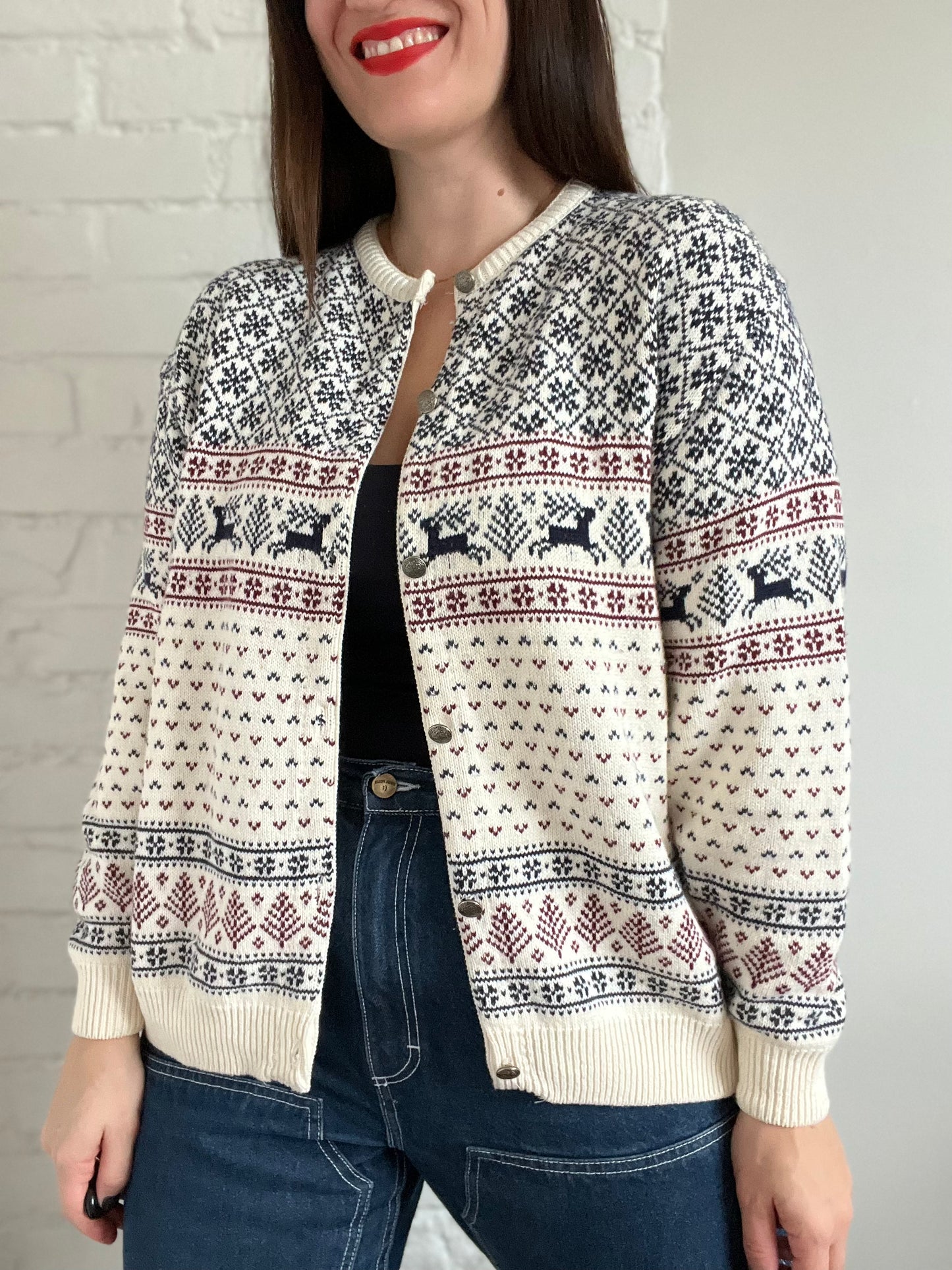 Vintage Christmas Classic Cardigan - L