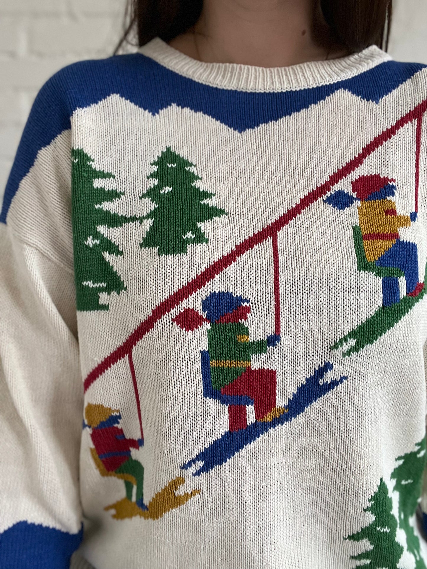 Vintage Ski Slope Knit Sweater - XL