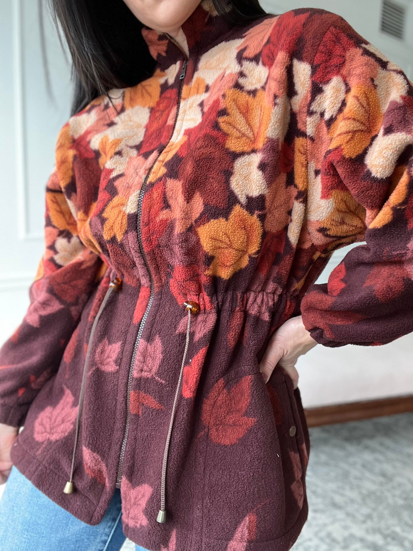 Fall Leaves Fleece Jacket - Size L