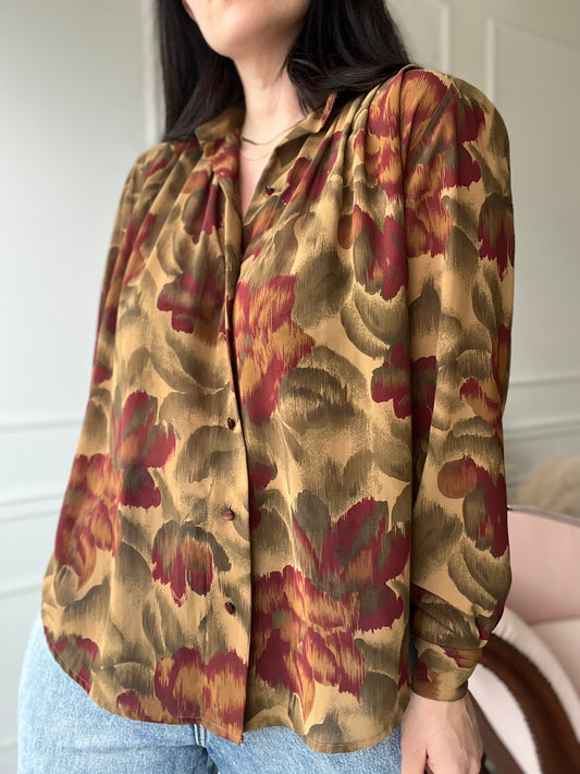 Forest Floral Vintage Blouse - Size M