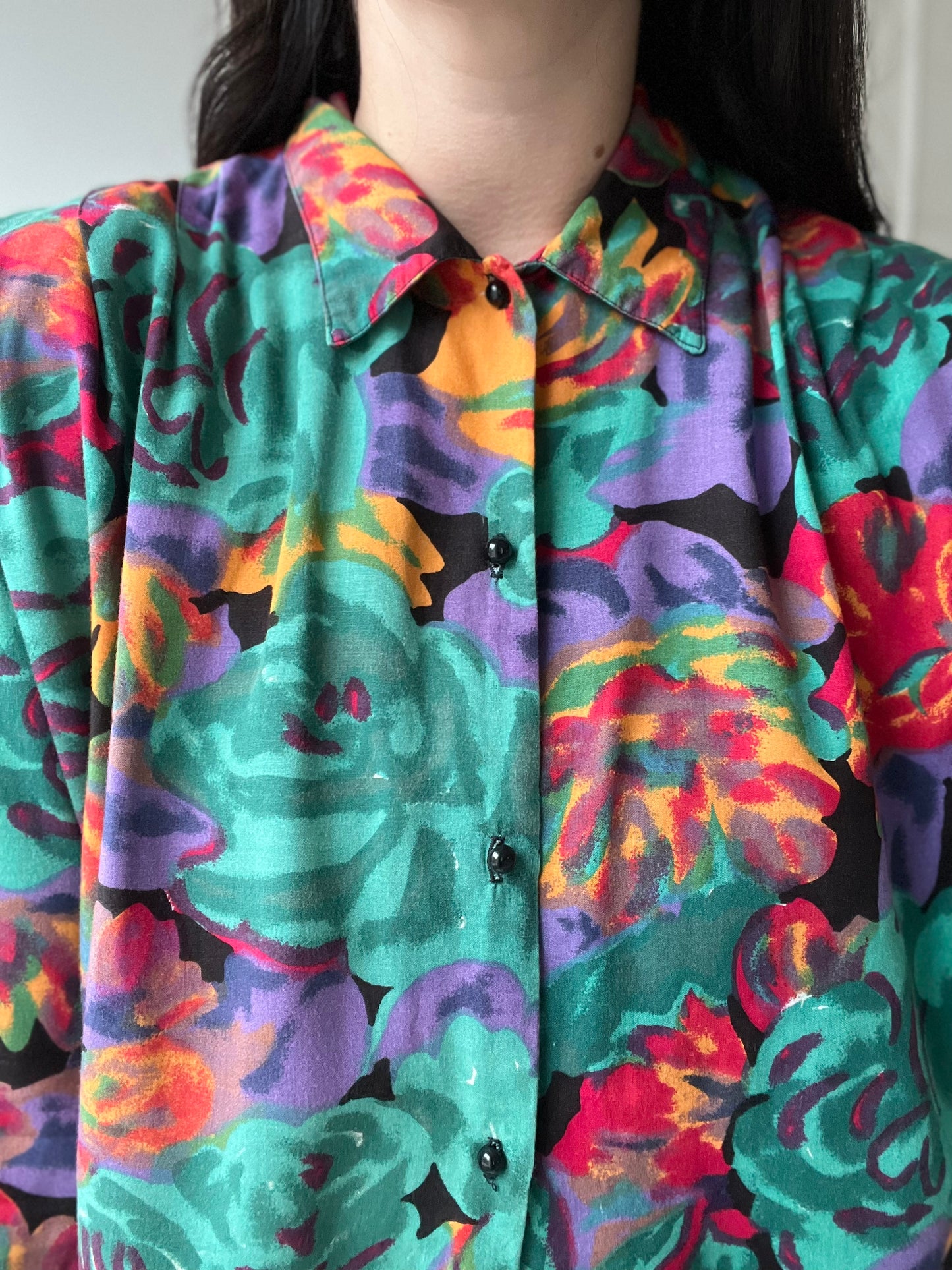 Watermark Floral Bold Blouse - Size XL