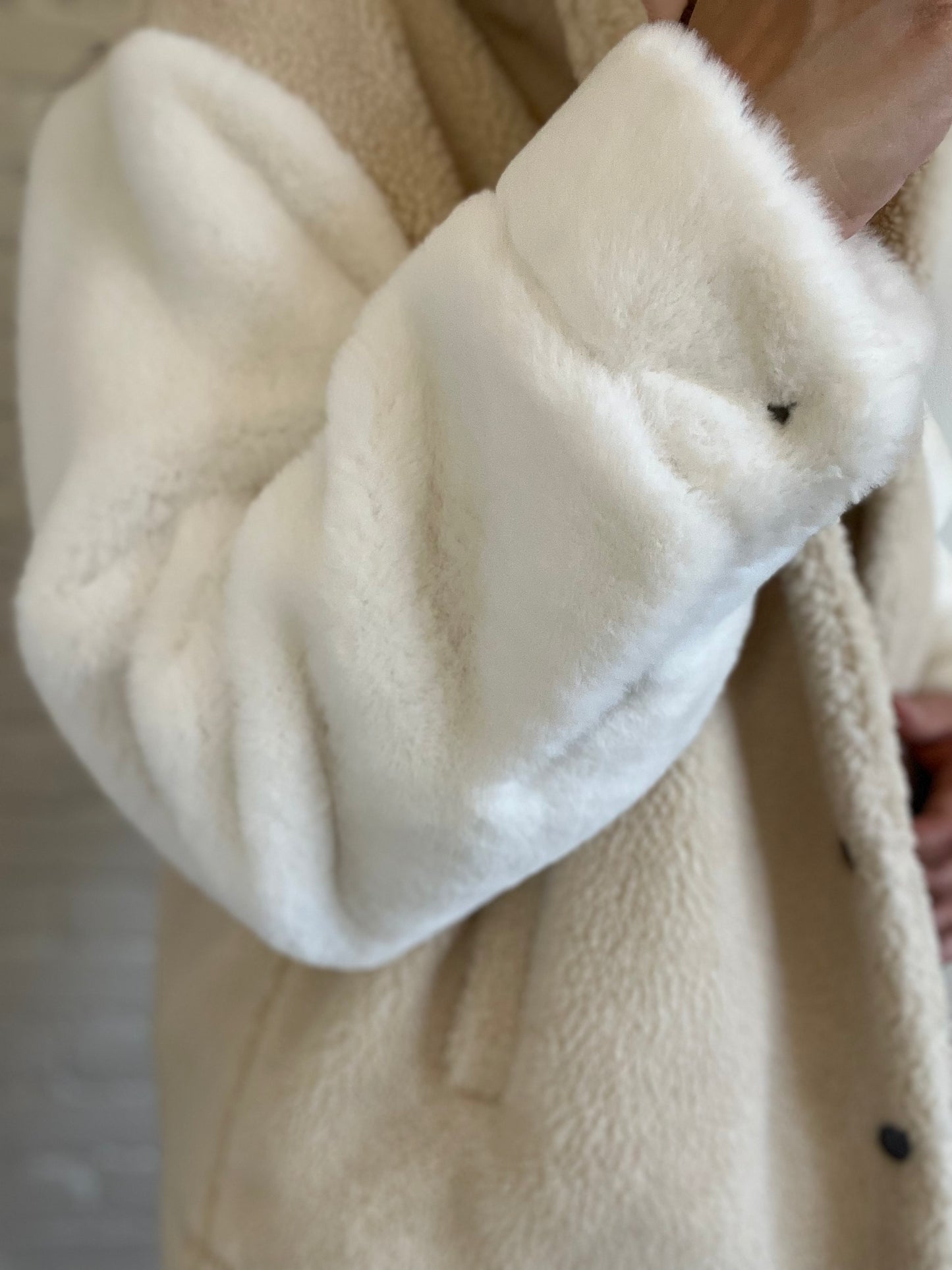 Sherpa & Faux White Fur Jacket - Size S/M