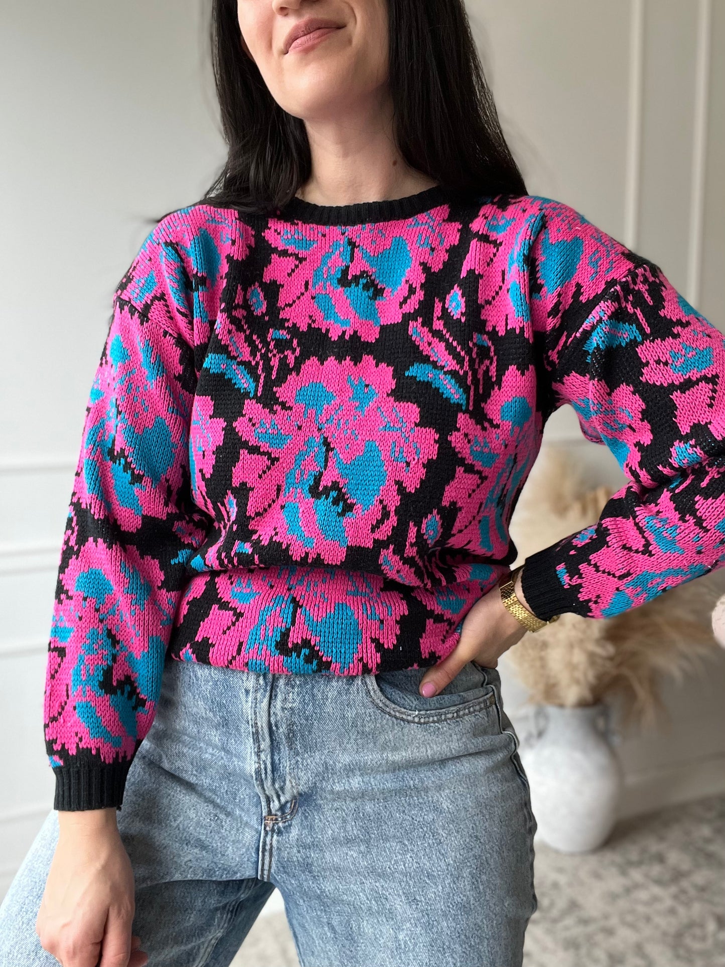 Hot Pink Abstract Knit - Size S/M