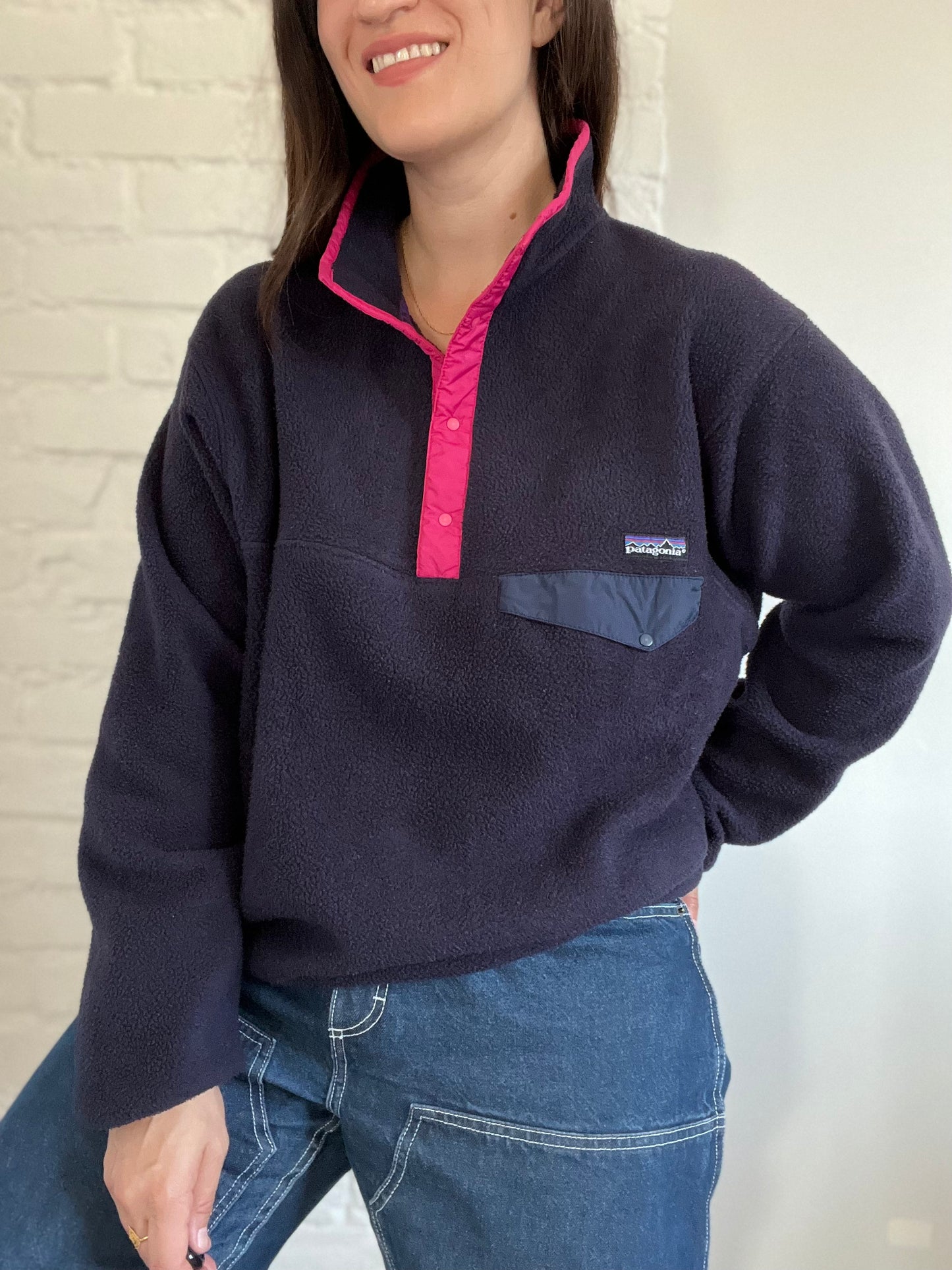 Vintage Patagonia Synchilla Black/Pink - Size L