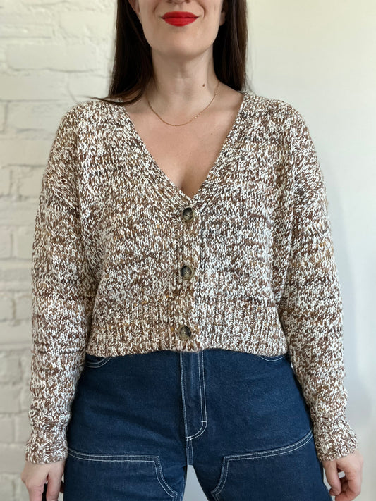 Oatmeal Knit Crop Cardigan - S/M