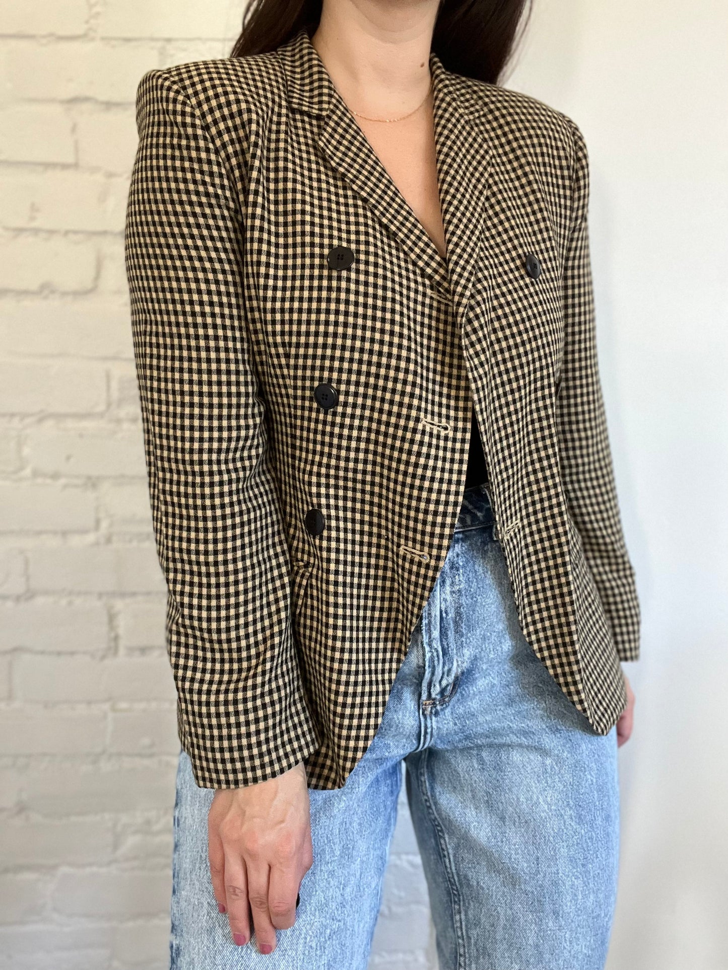 Vintage Holt Renfrew Gingham Blazer - Size 6