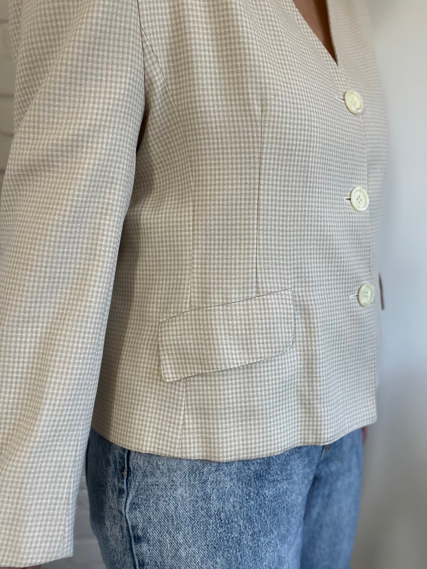 Neutral Gingham Blazer - Size XL
