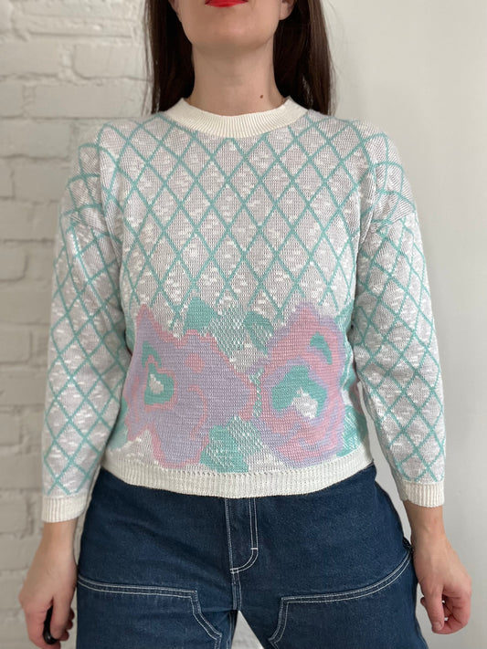 Abstract Roses Preppy Sweater - XS/S