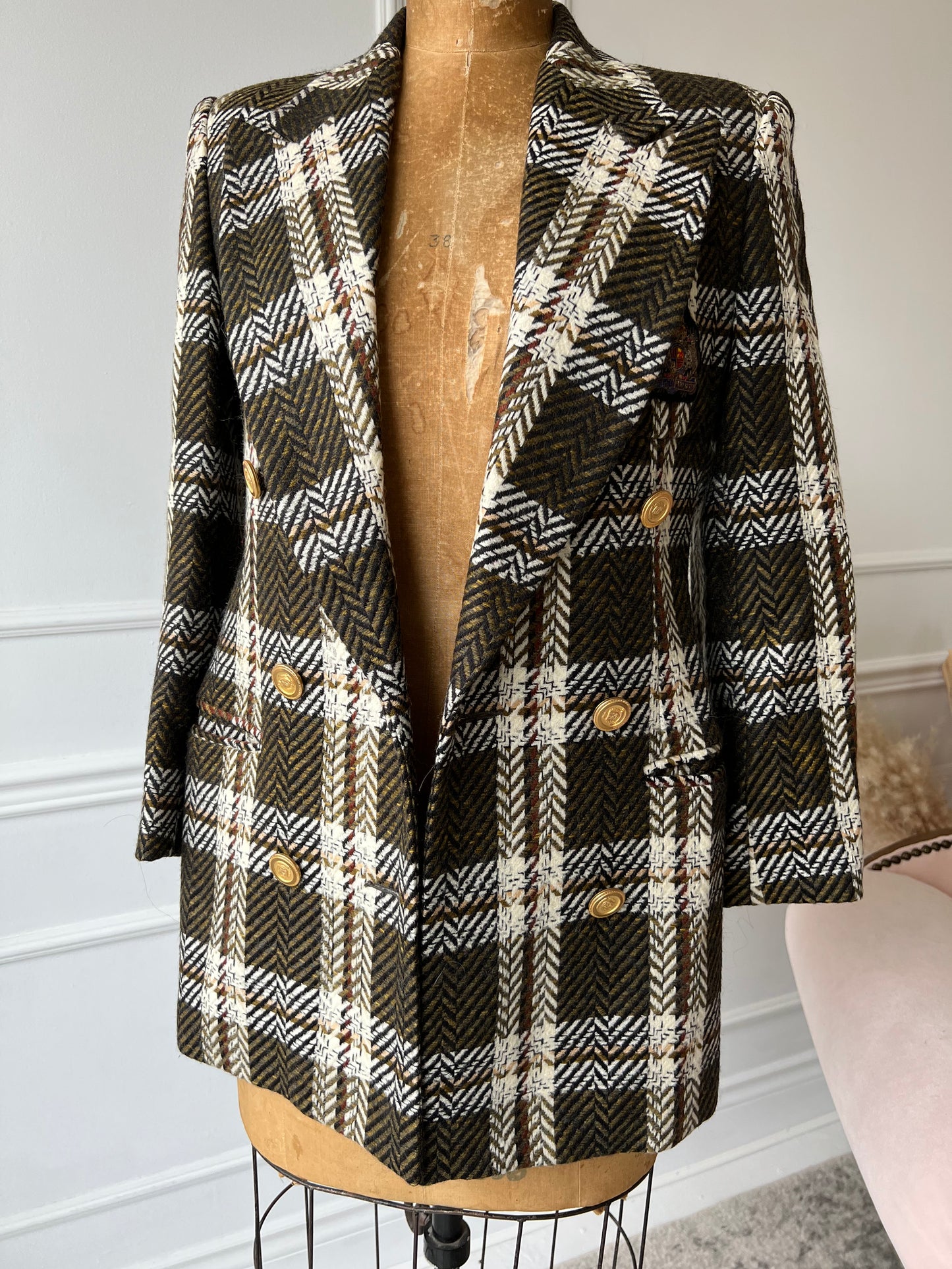 Vintage St. Sophia Paris Tweed Crest Blazer - Size M