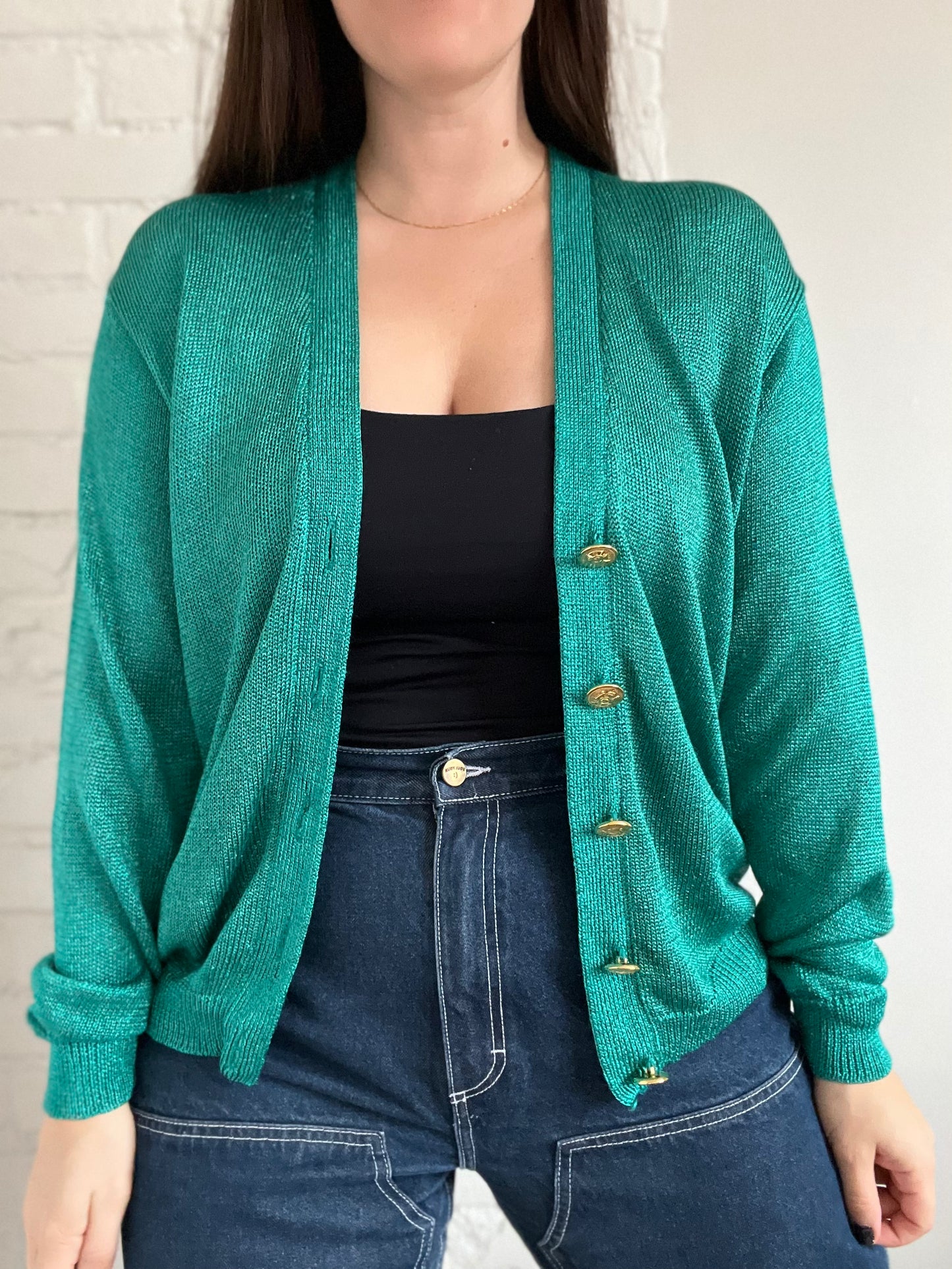 Shimmery Emerald Green Cardigan - M/L