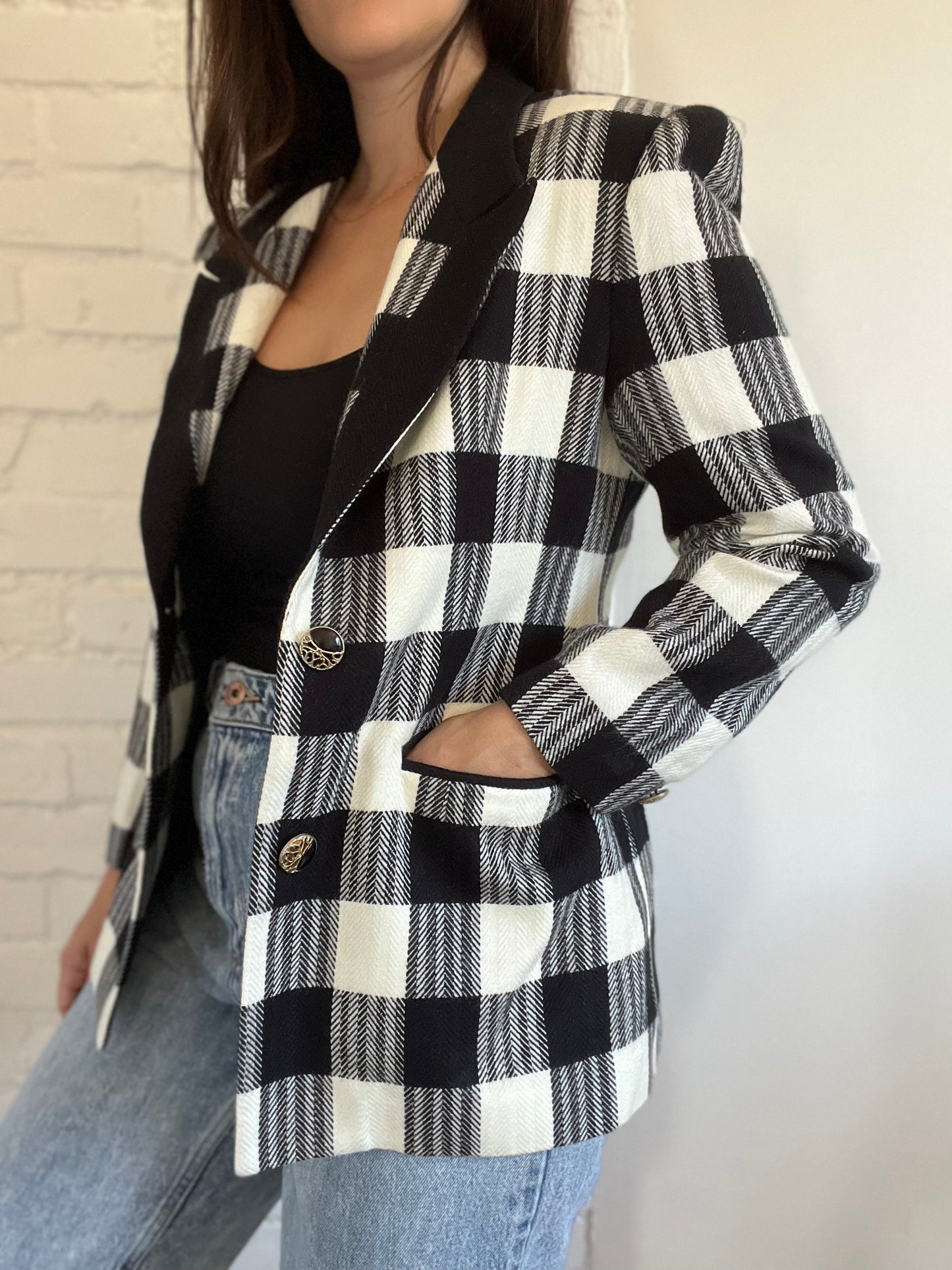 B&W Check Vintage Blazer - Size M