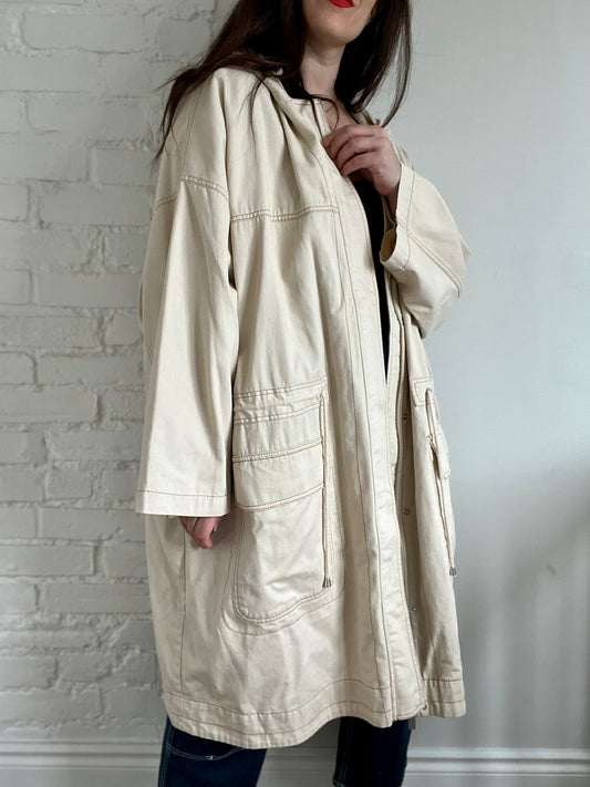 ASOS Curve Cream Denim Trench Coat - Size 18