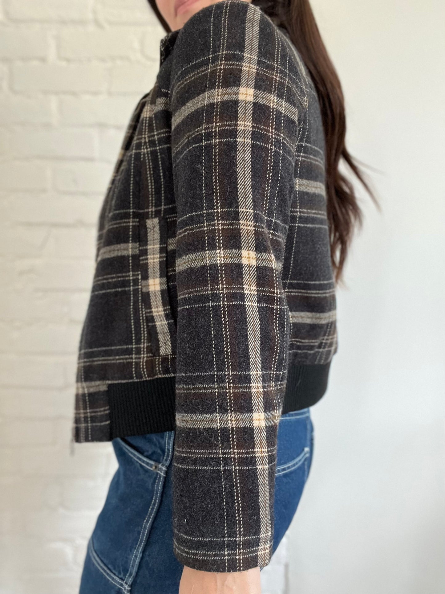 Plaid Bomber Jacket - Size 10