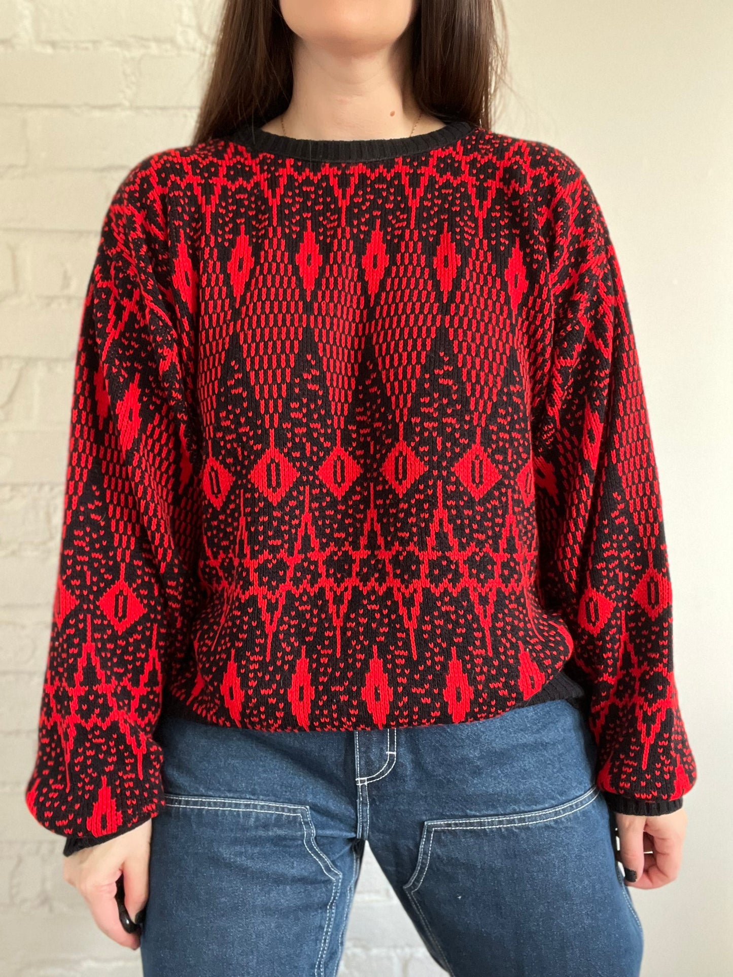Black & Red Abstract Sweater - Size L/XL