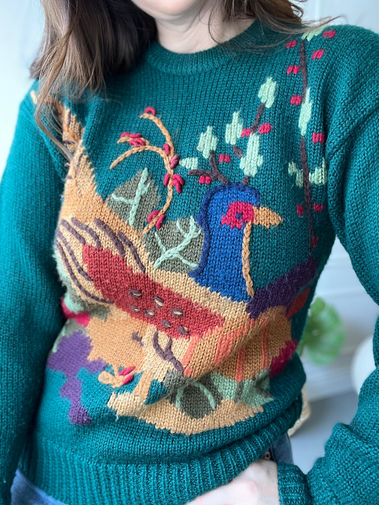 Hand Knit Turkey Sweater - Size S/M