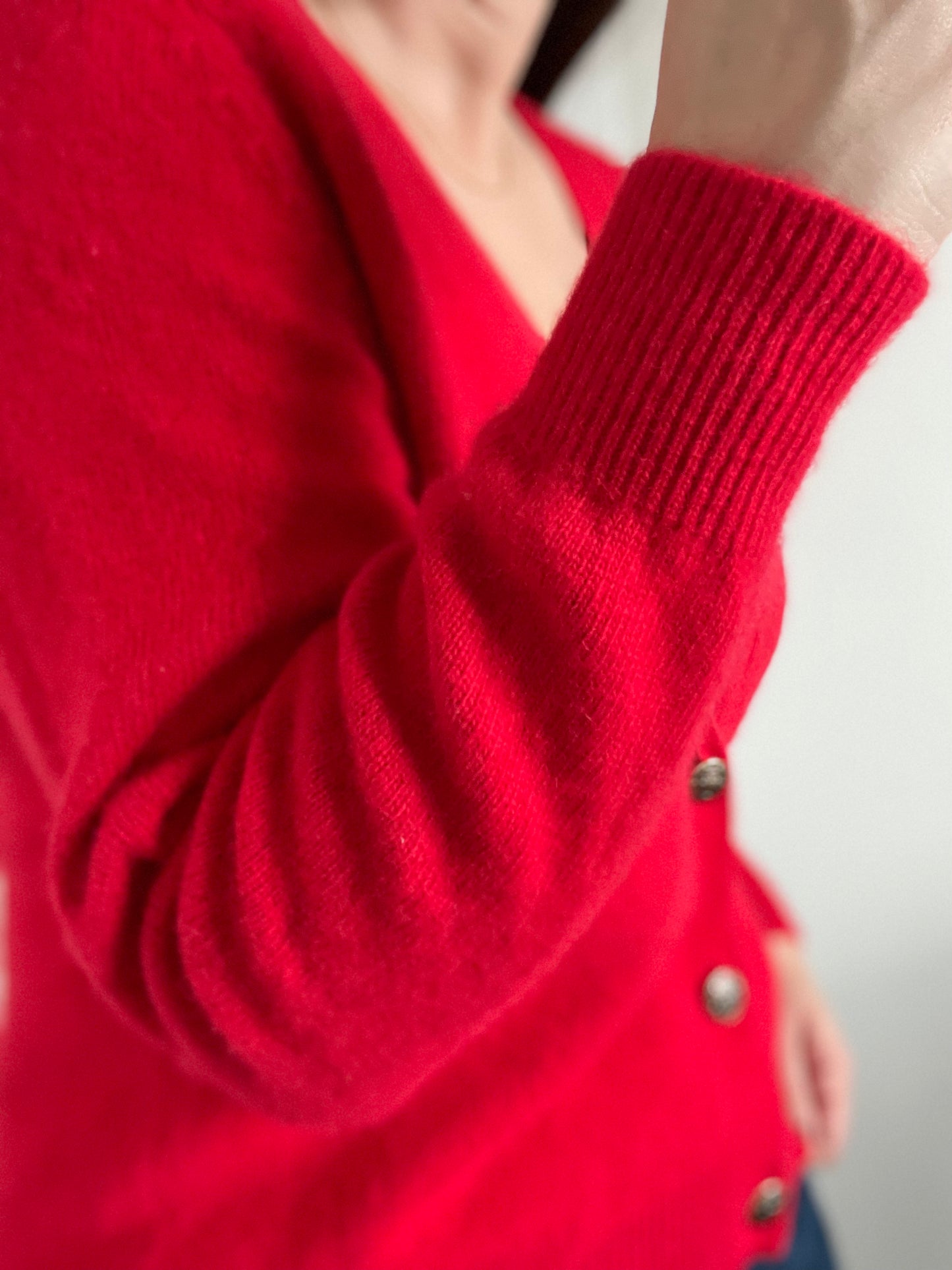 Cashmere Red & Gold Cardigan - S