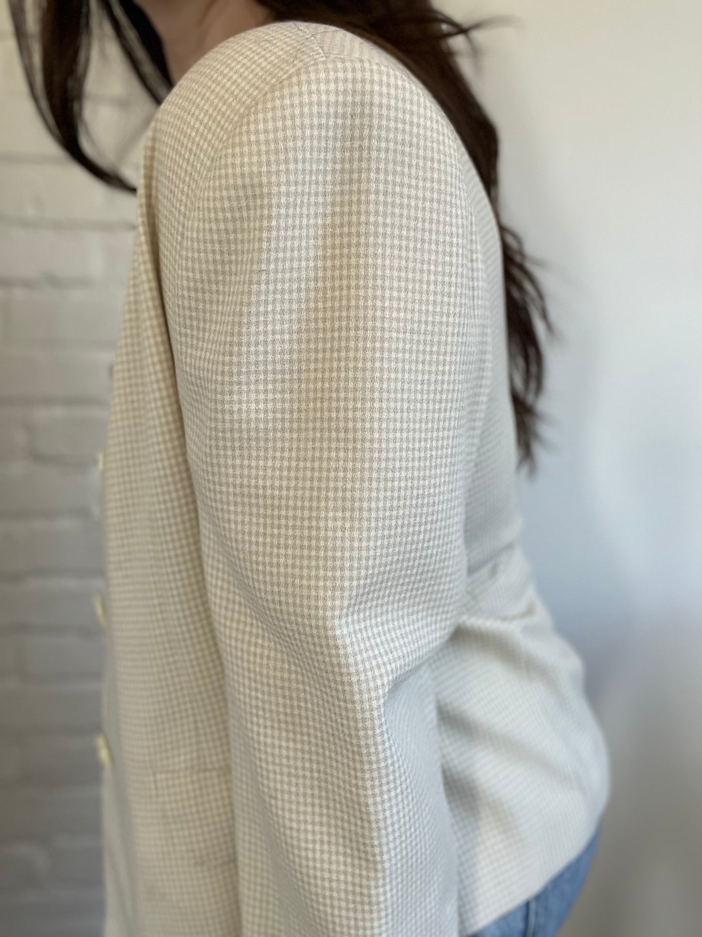 Neutral Gingham Blazer - Size XL