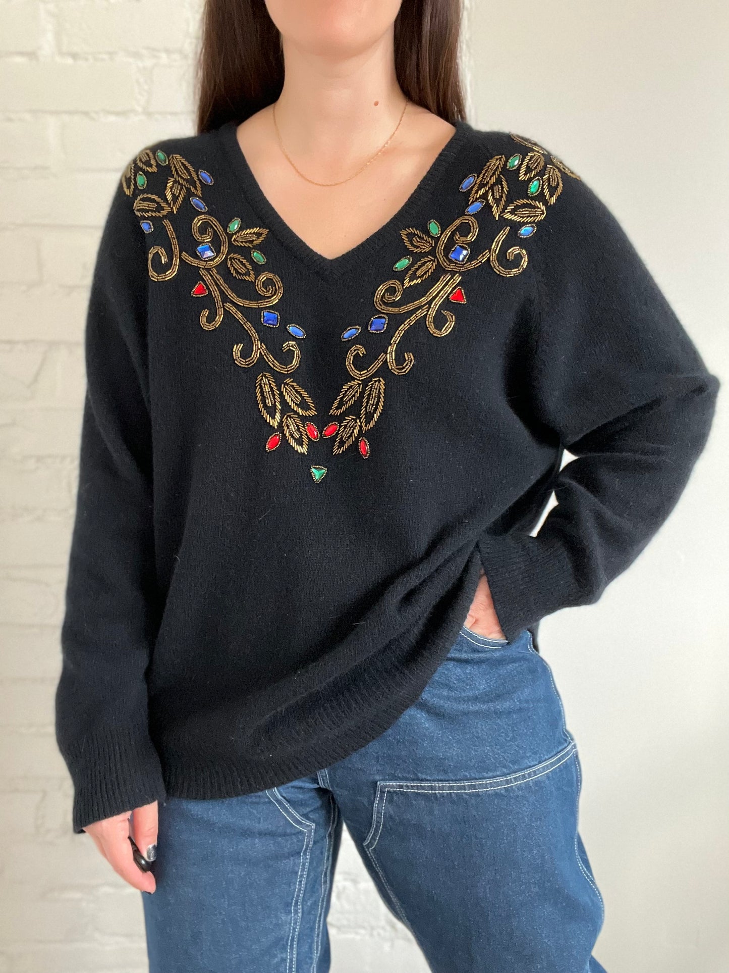 Dazzling Gemstone Knit Sweater - XL