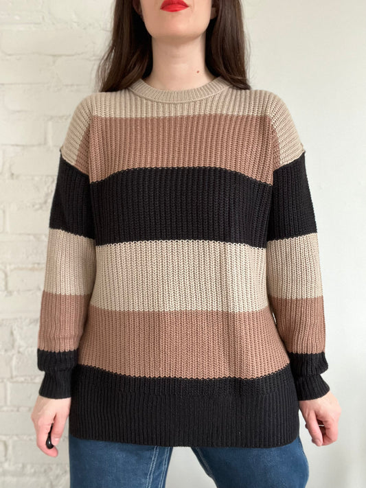 Neutral Striped Sweater - M/L