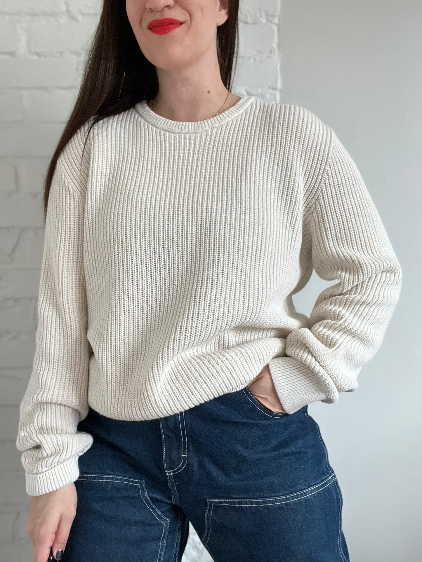 Chunky Oatmeal Knit Sweater - XL