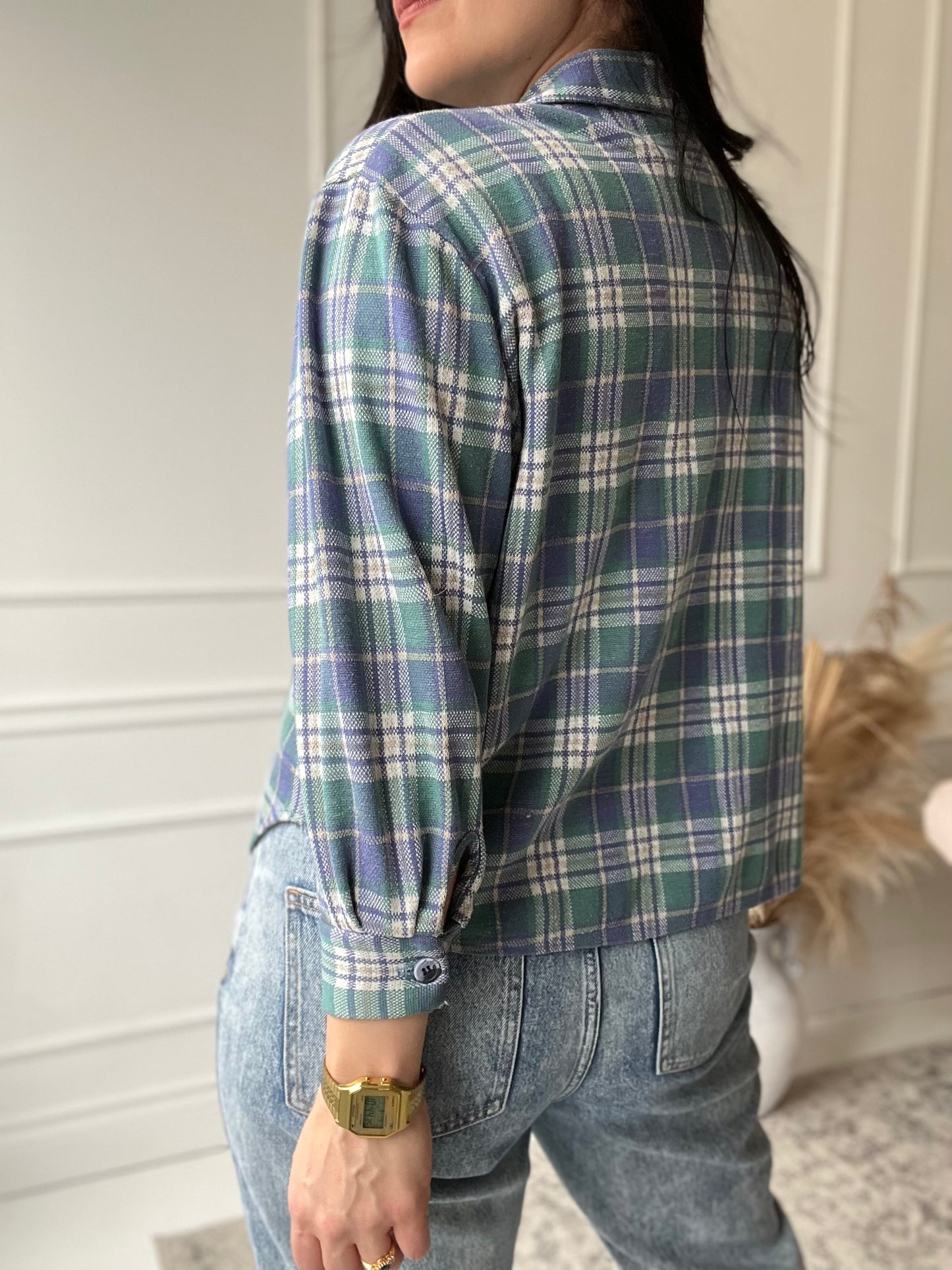 Lavender & Sage Plaid Top - Size M Petite