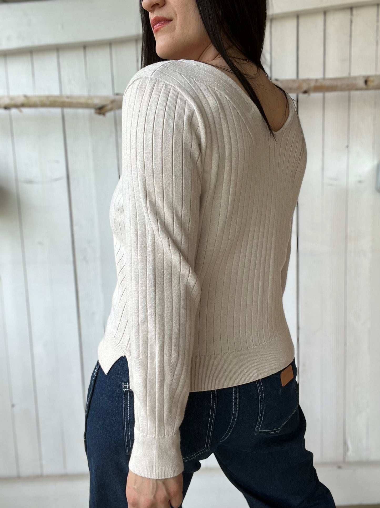 Luxe Slouchy V-Neck Sweater - Size S