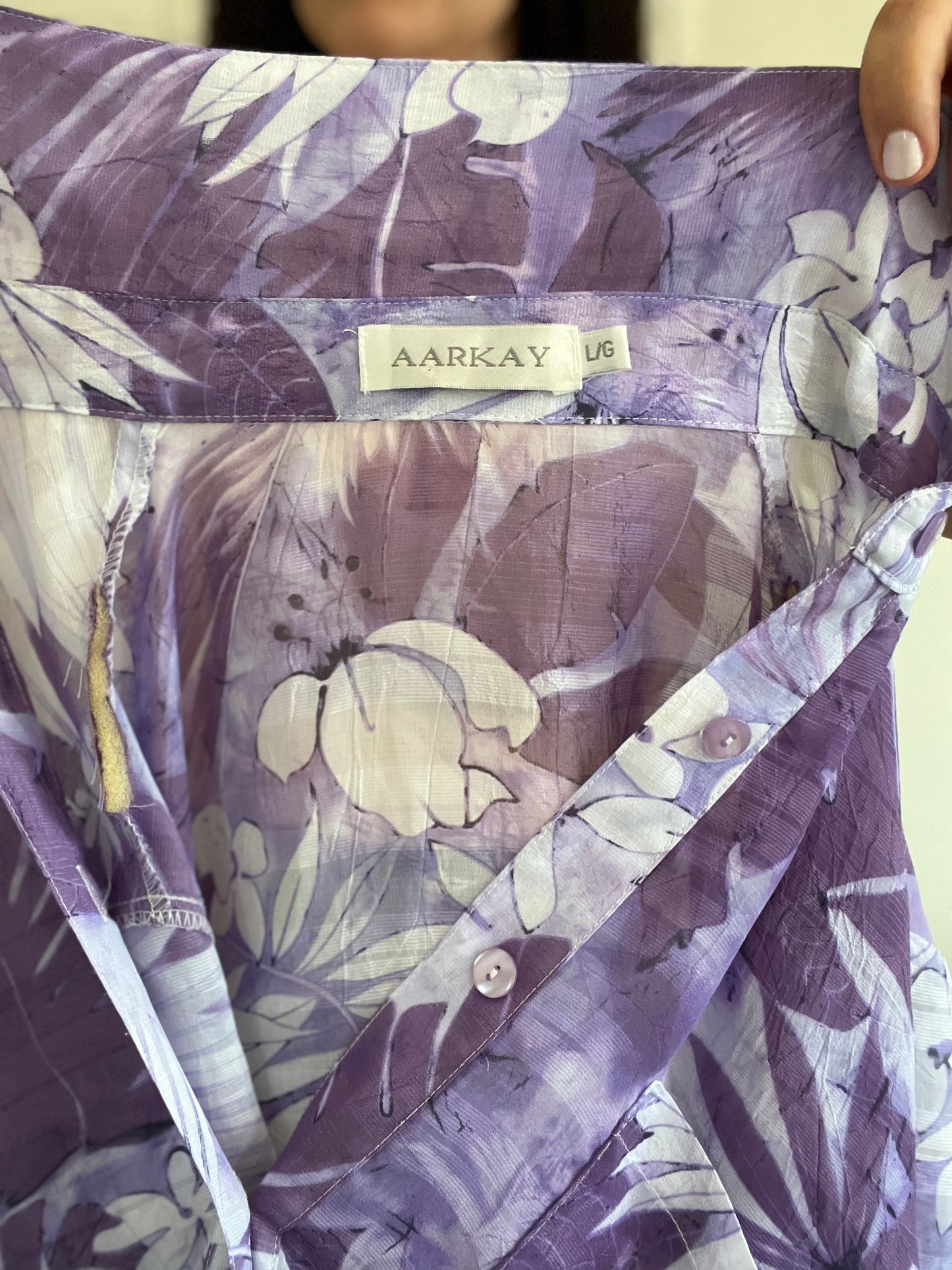 Lavender Floral Shirt - Size L