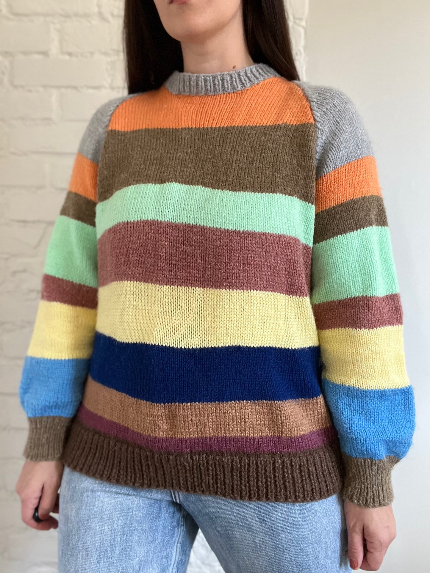 Varsity Striped Chunky Sweater - Size XL