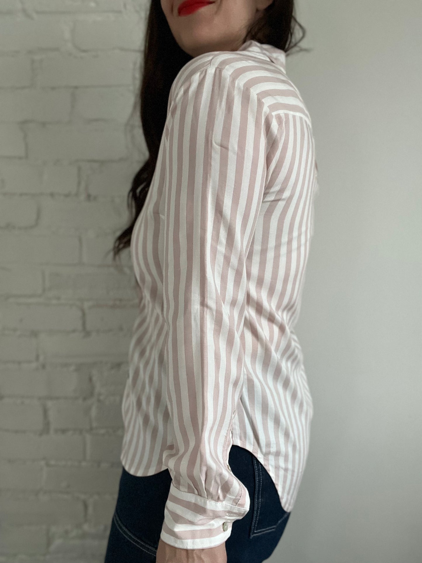 Pink Candy Stripe Button-Up - XS
