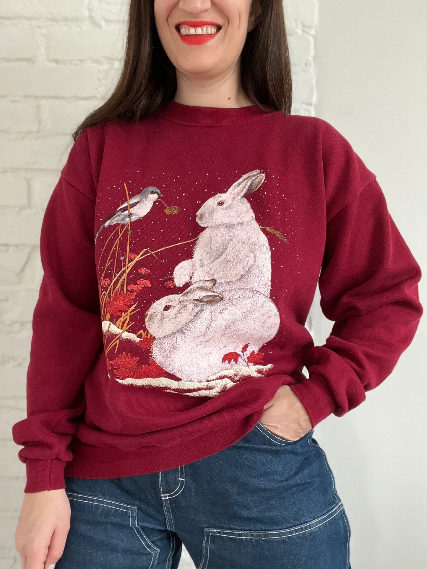 Northern Shrike & Bunnies Crewneck - L