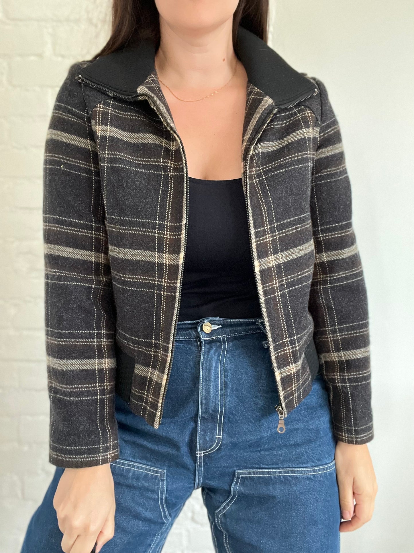 Plaid Bomber Jacket - Size 10