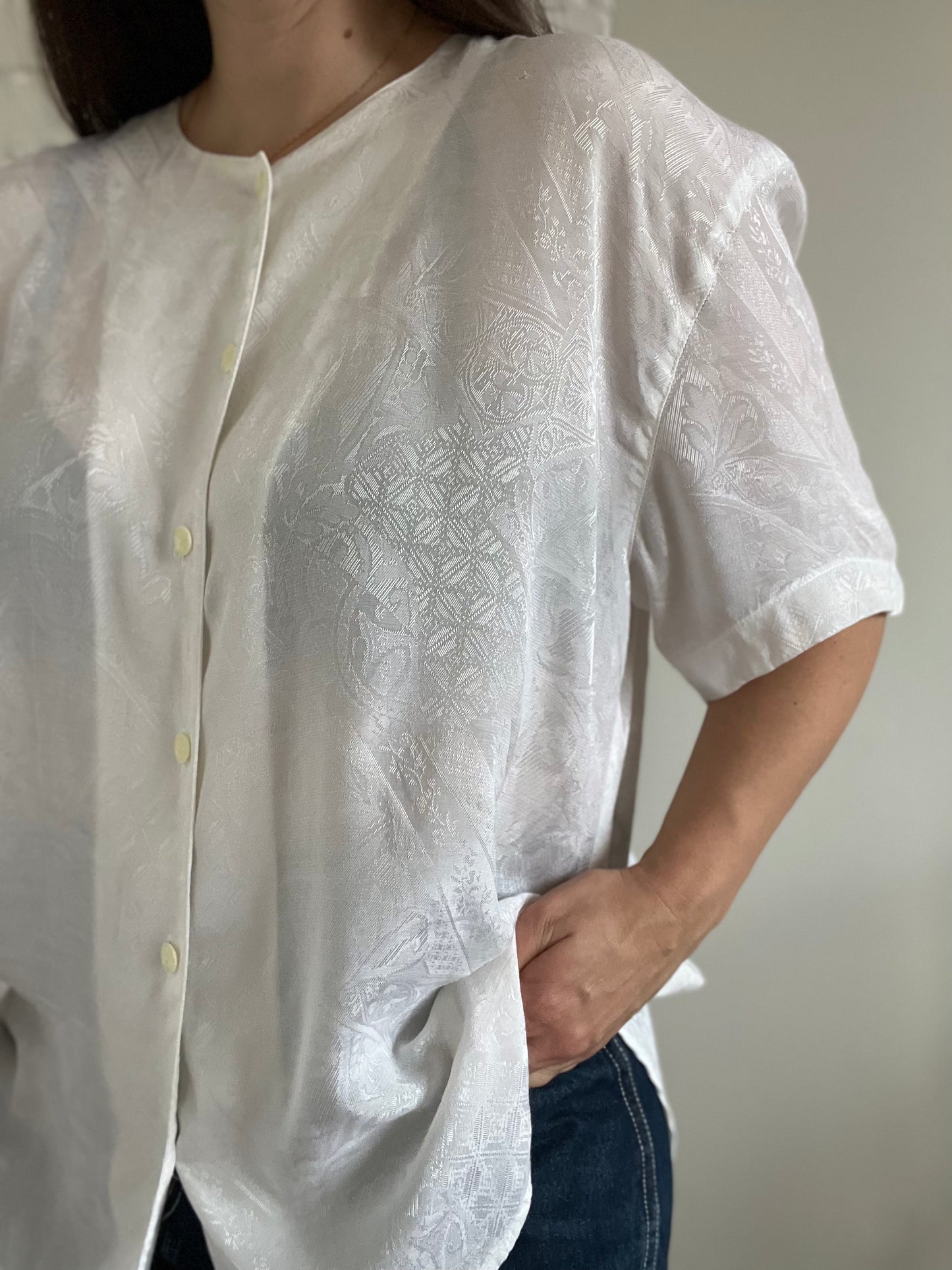 Vintage Textured Blouse - XXL