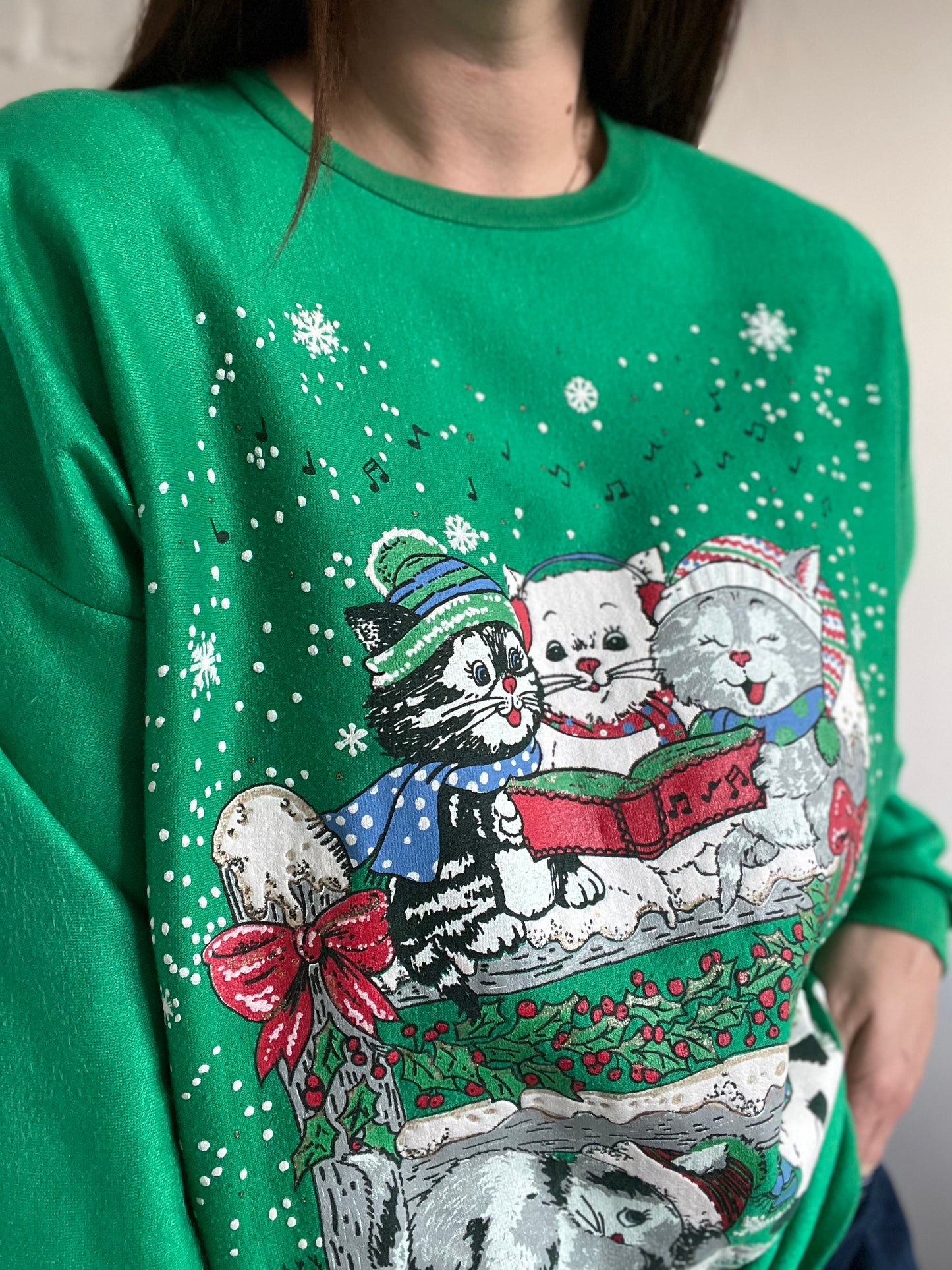Emerald Holiday Cat Sweater - Size L