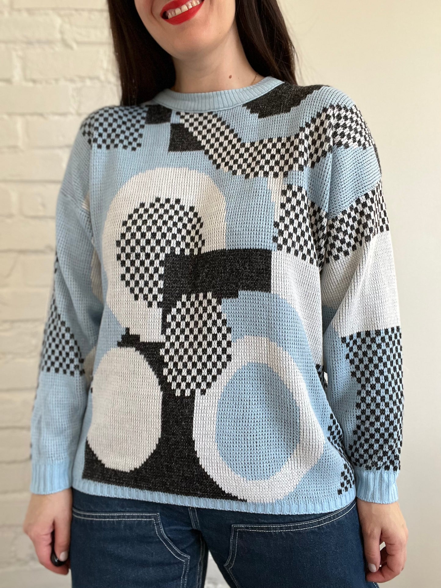 Powder Blue Geometrical Knit - L