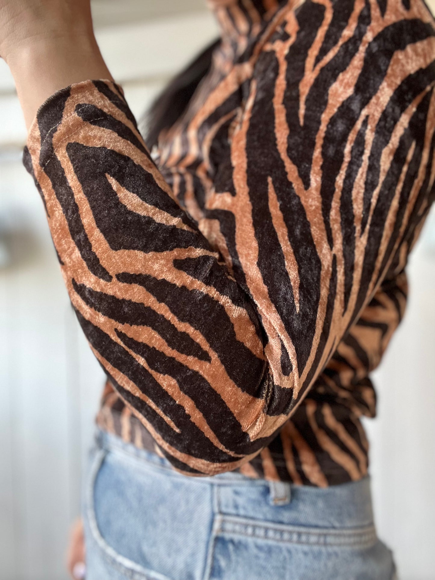 Velvet Zebra Crop Top - Size S