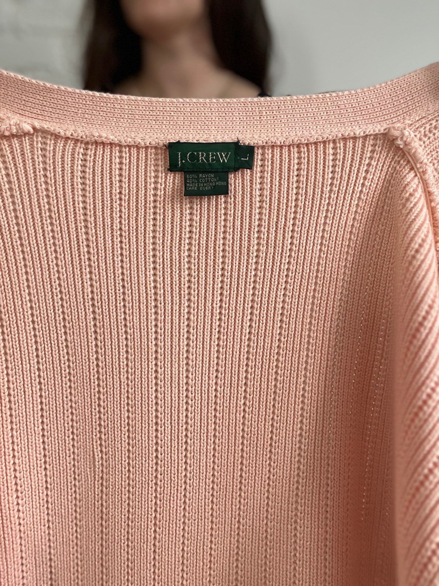 Relaxed Blush Pink Knit Cardigan - L