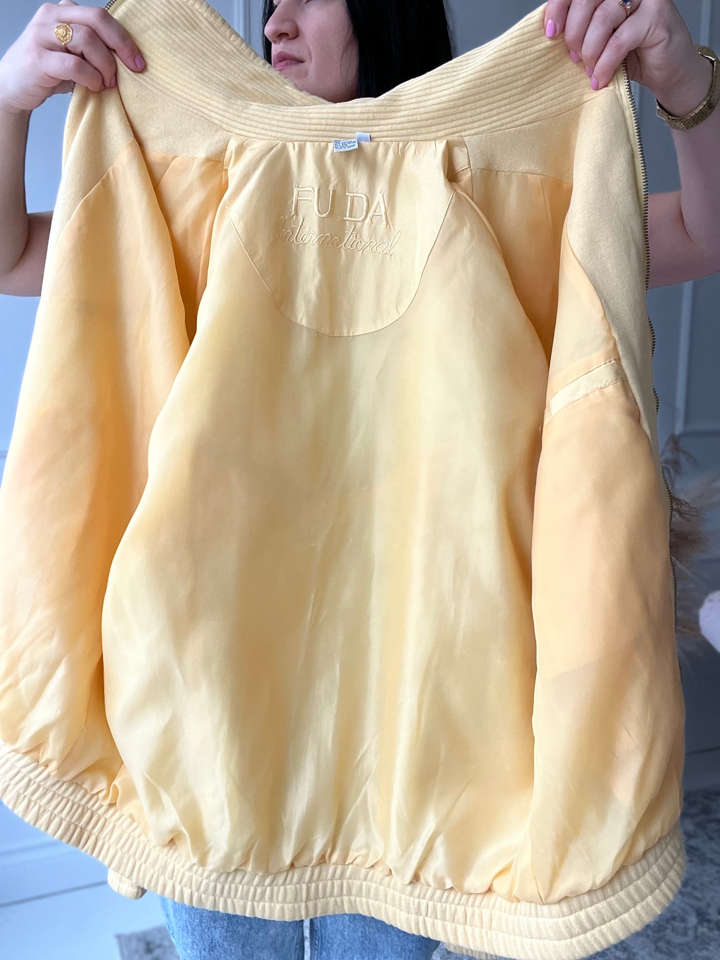 Pastel Yellow Quilted Silk Jacket - Size L