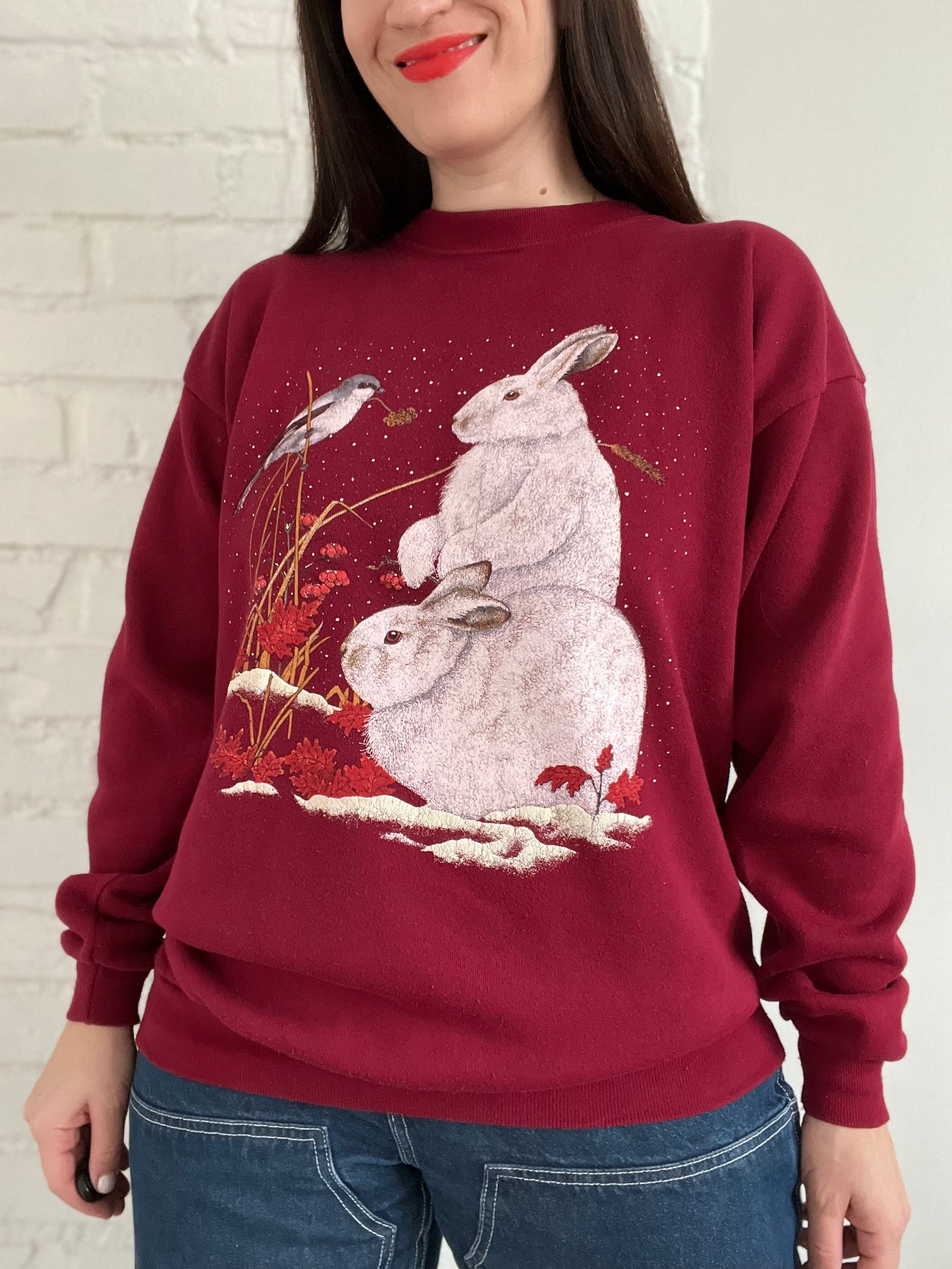 Northern Shrike & Bunnies Crewneck - L