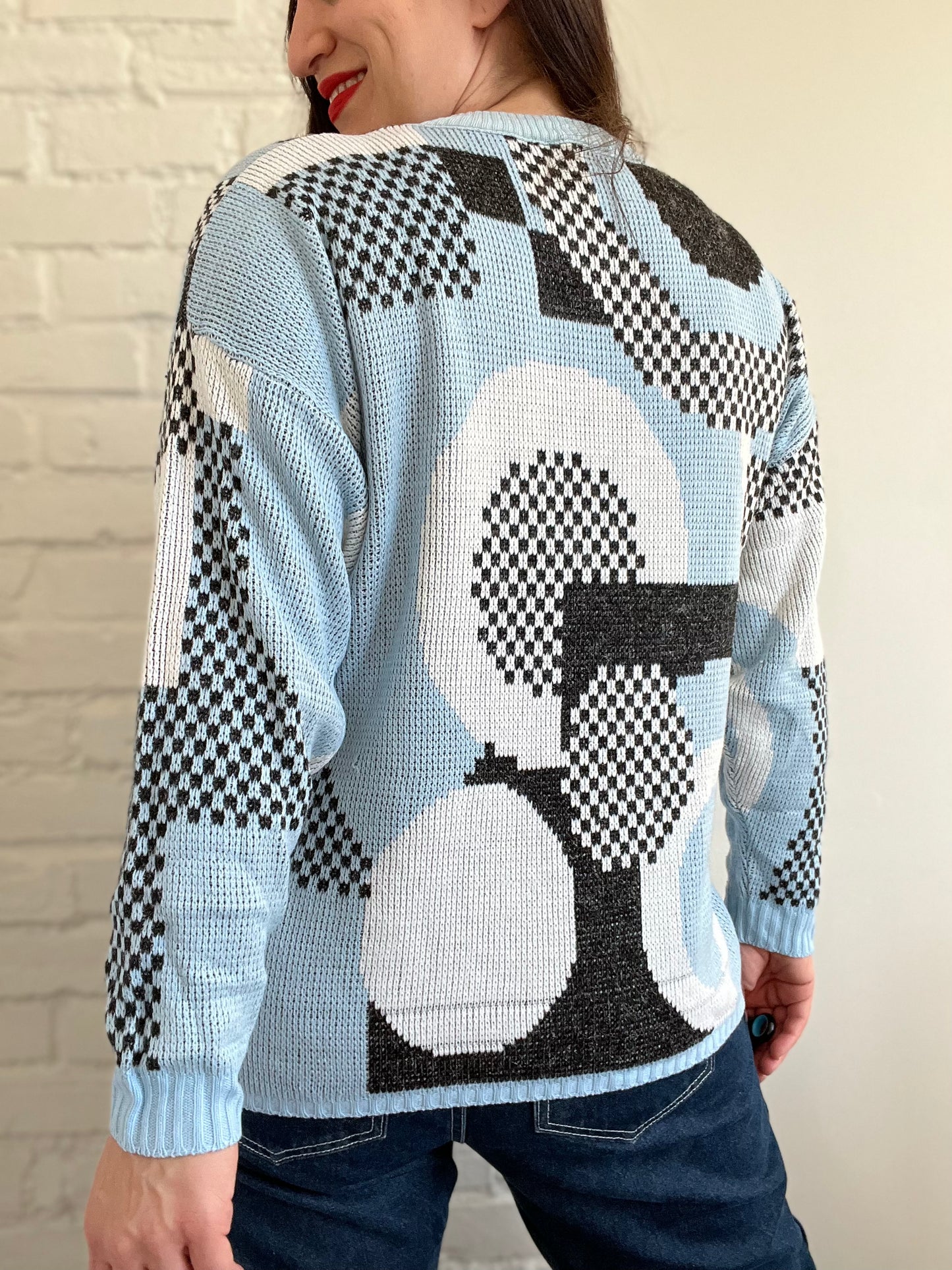 Powder Blue Geometrical Knit - L