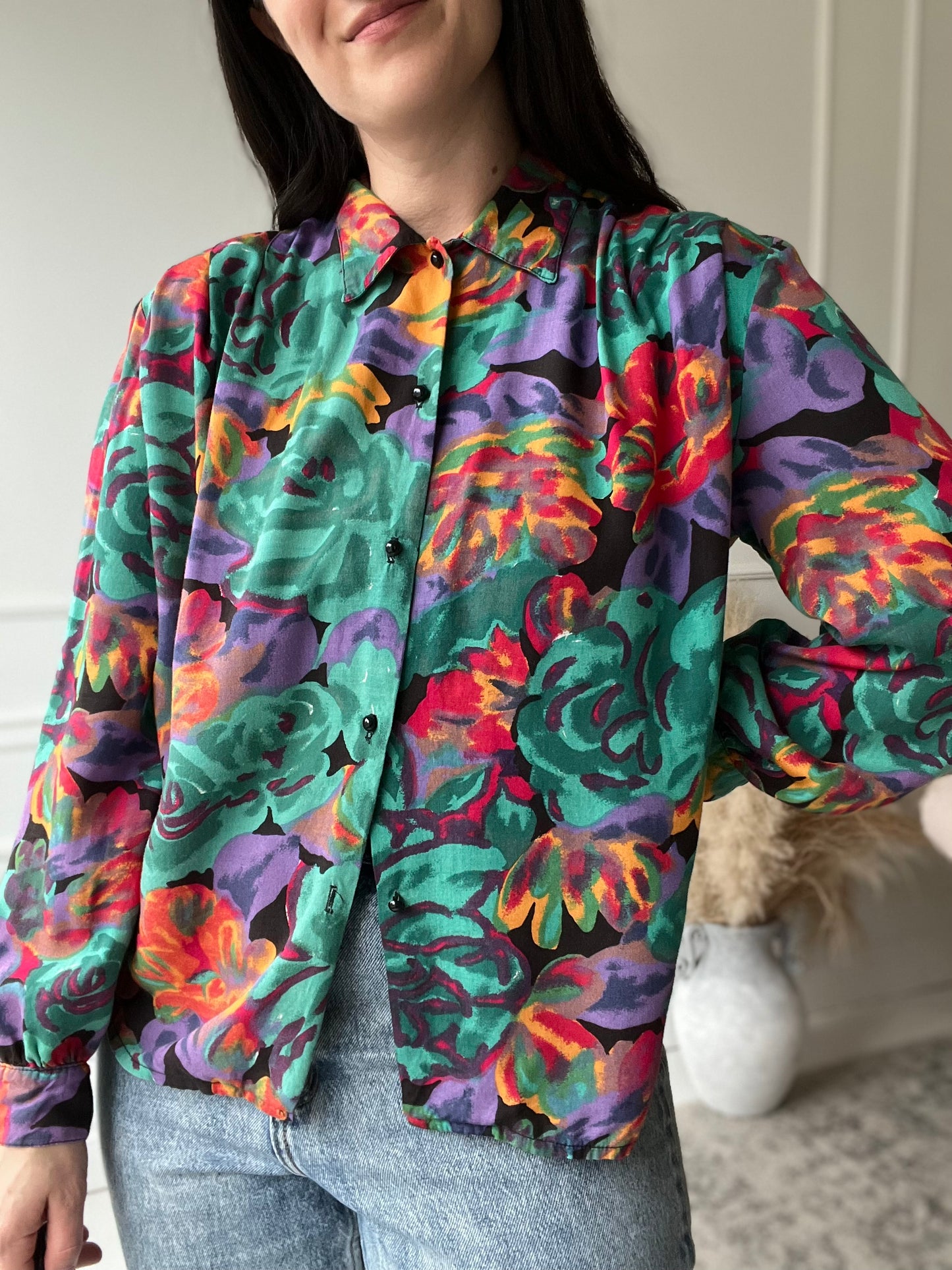 Watermark Floral Bold Blouse - Size XL