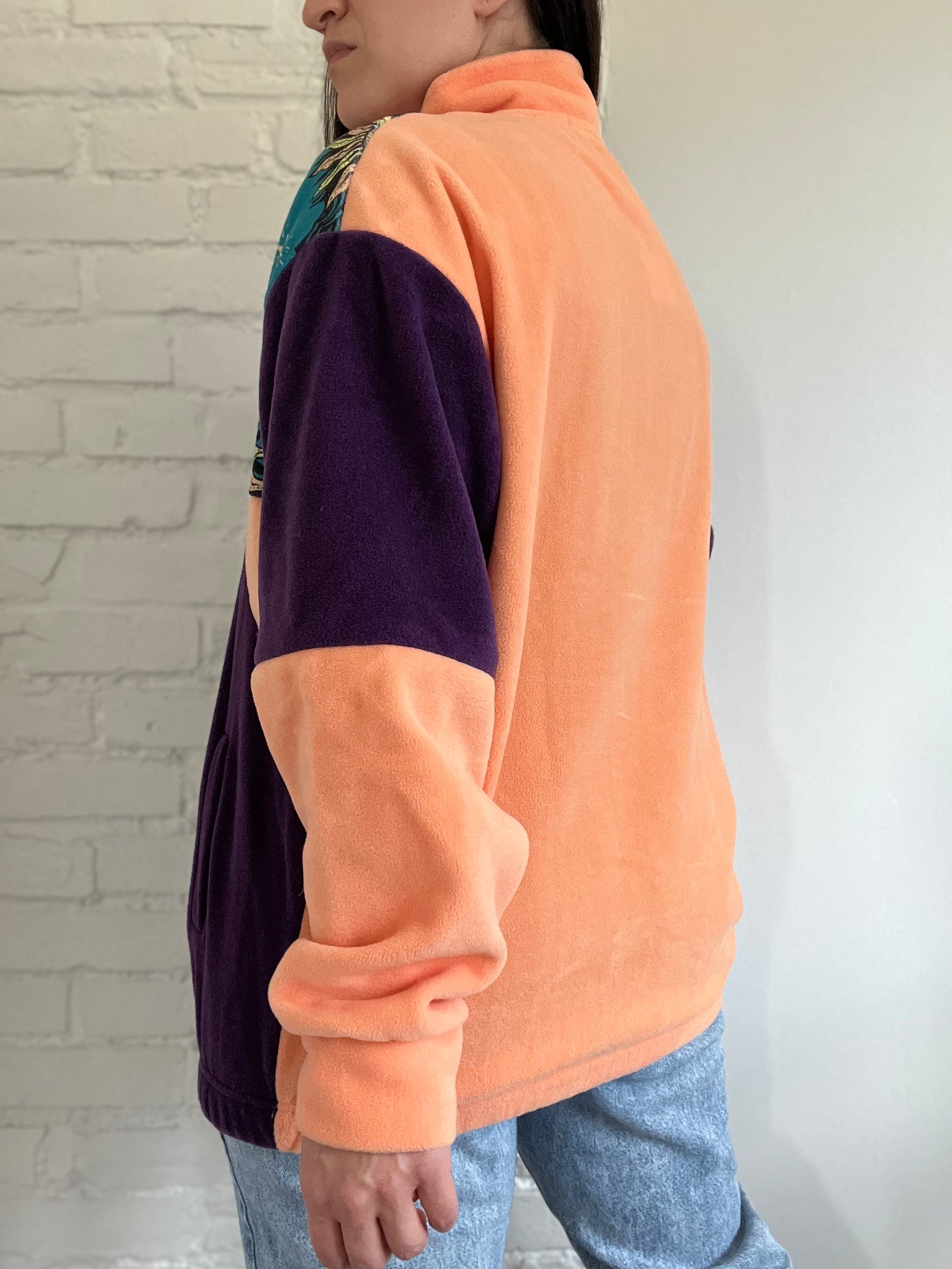 Purple and Orange Moon Fleece - L