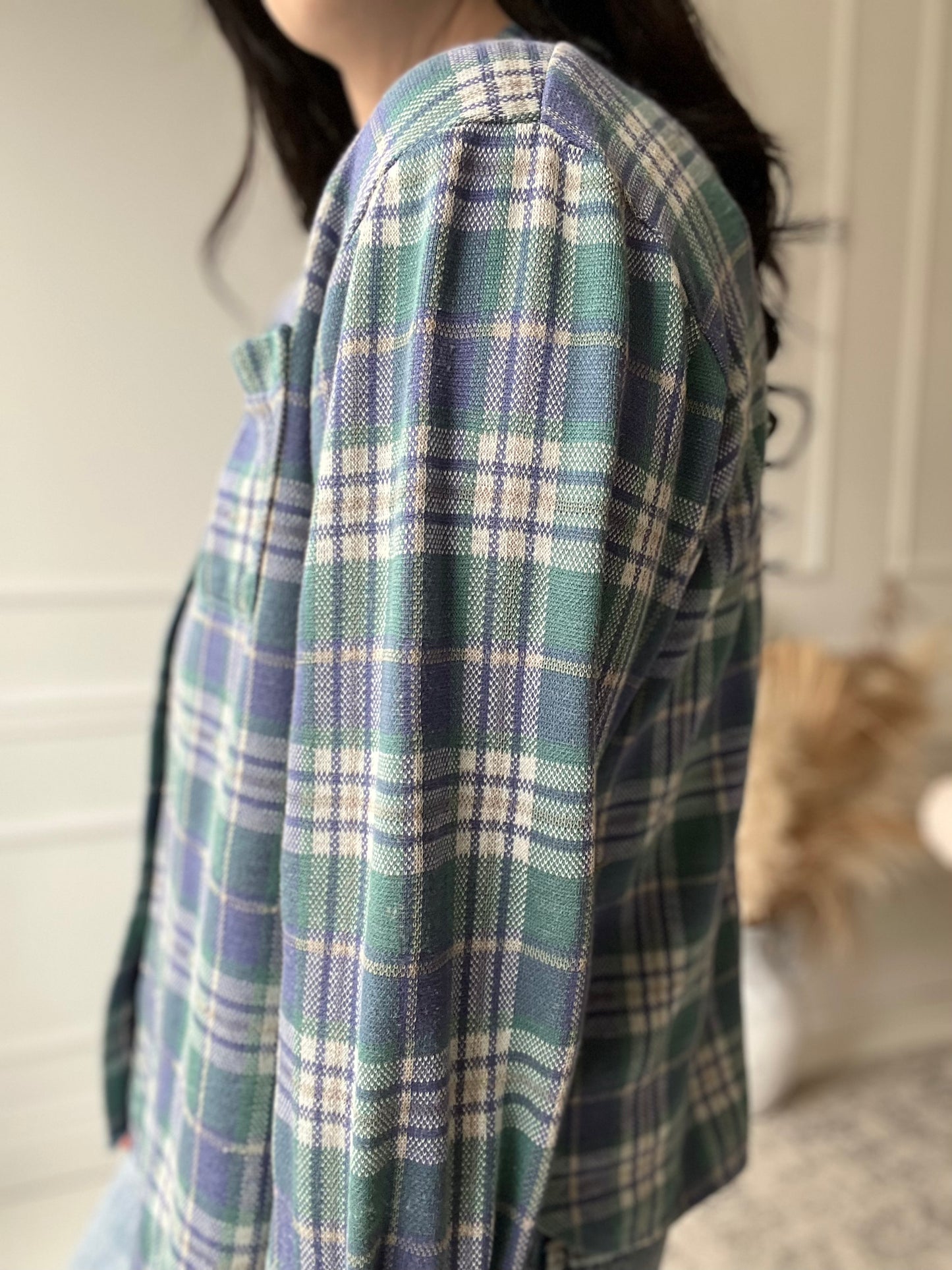 Lavender & Sage Plaid Top - Size M Petite