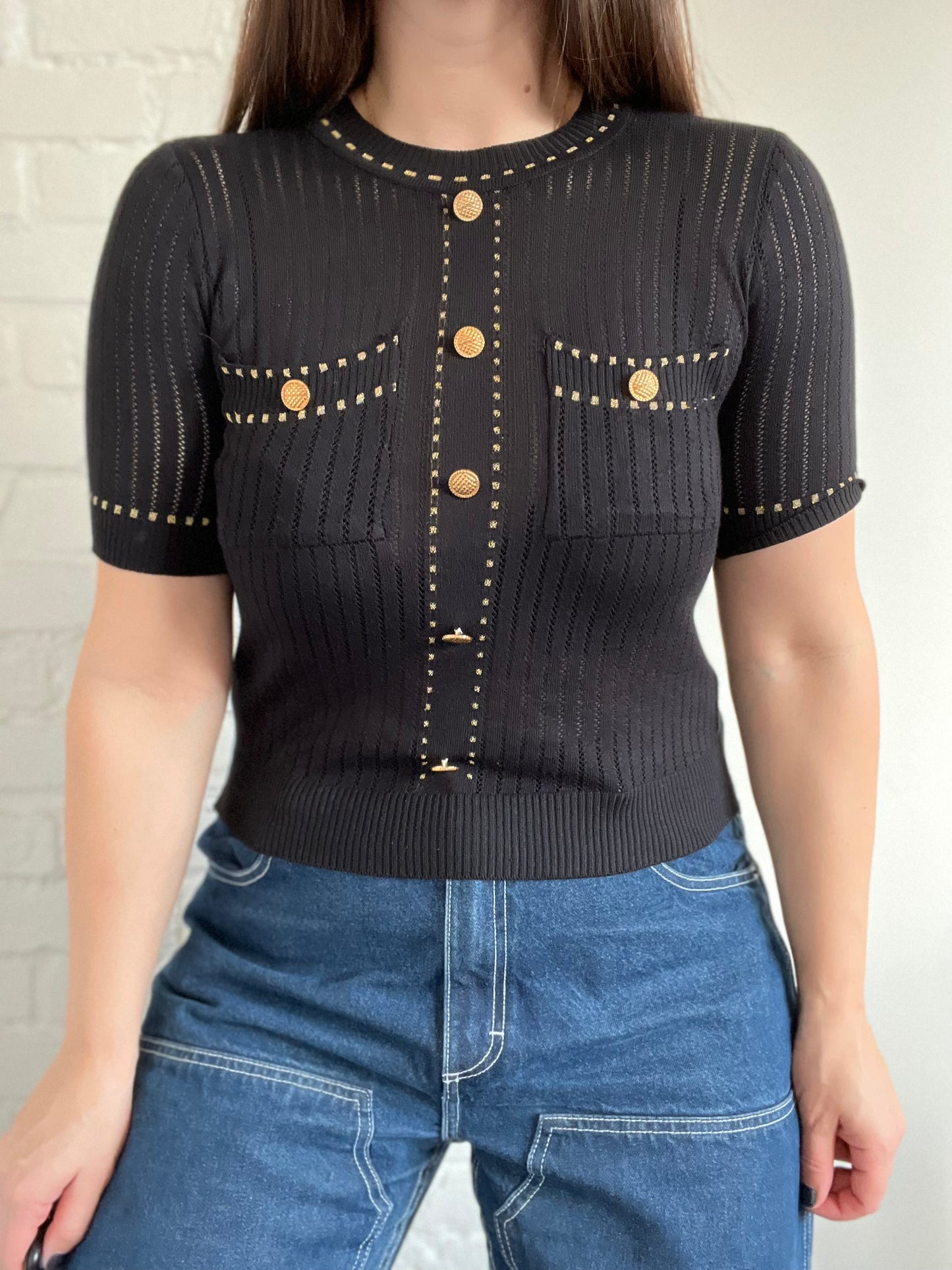 Chic Black & Gold Top - XS/S