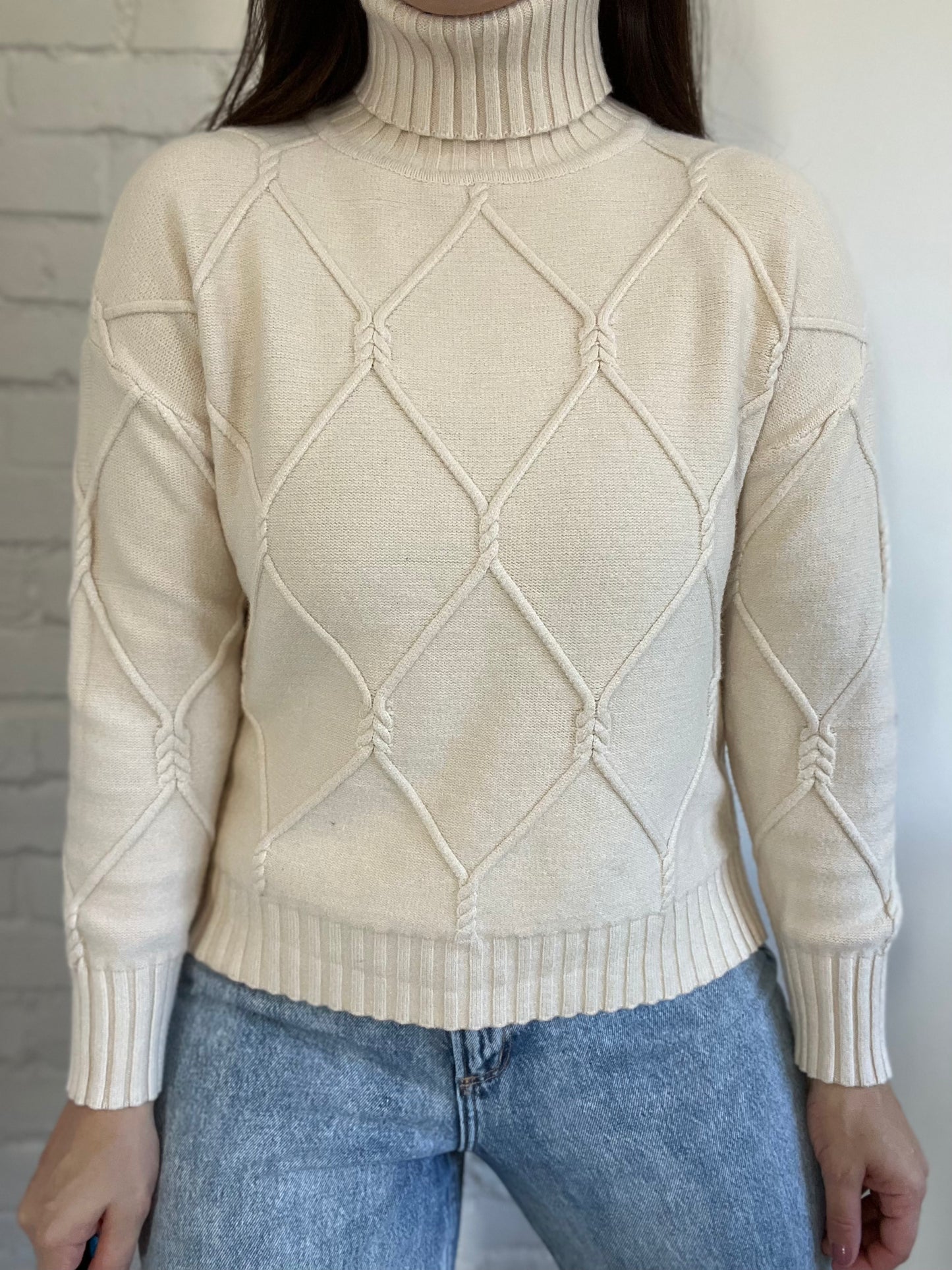 Textured Stretch Turtleneck Sweater - Size S-L