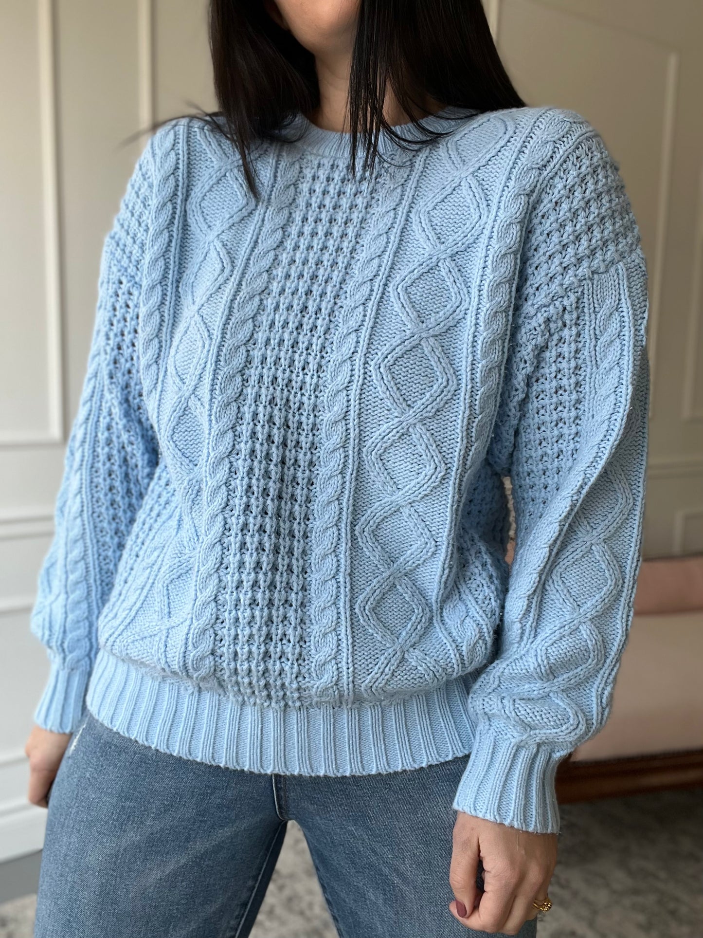 Baby Blue Knit Sweater - L
