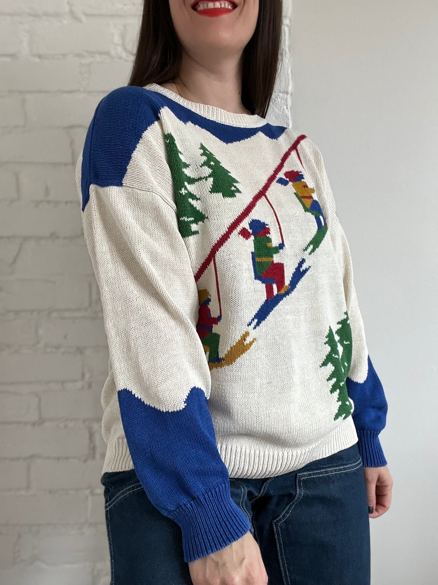 Vintage Ski Slope Knit Sweater - XL