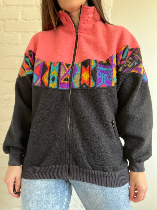 Vintage Multicoloured Fleece Jacket - L
