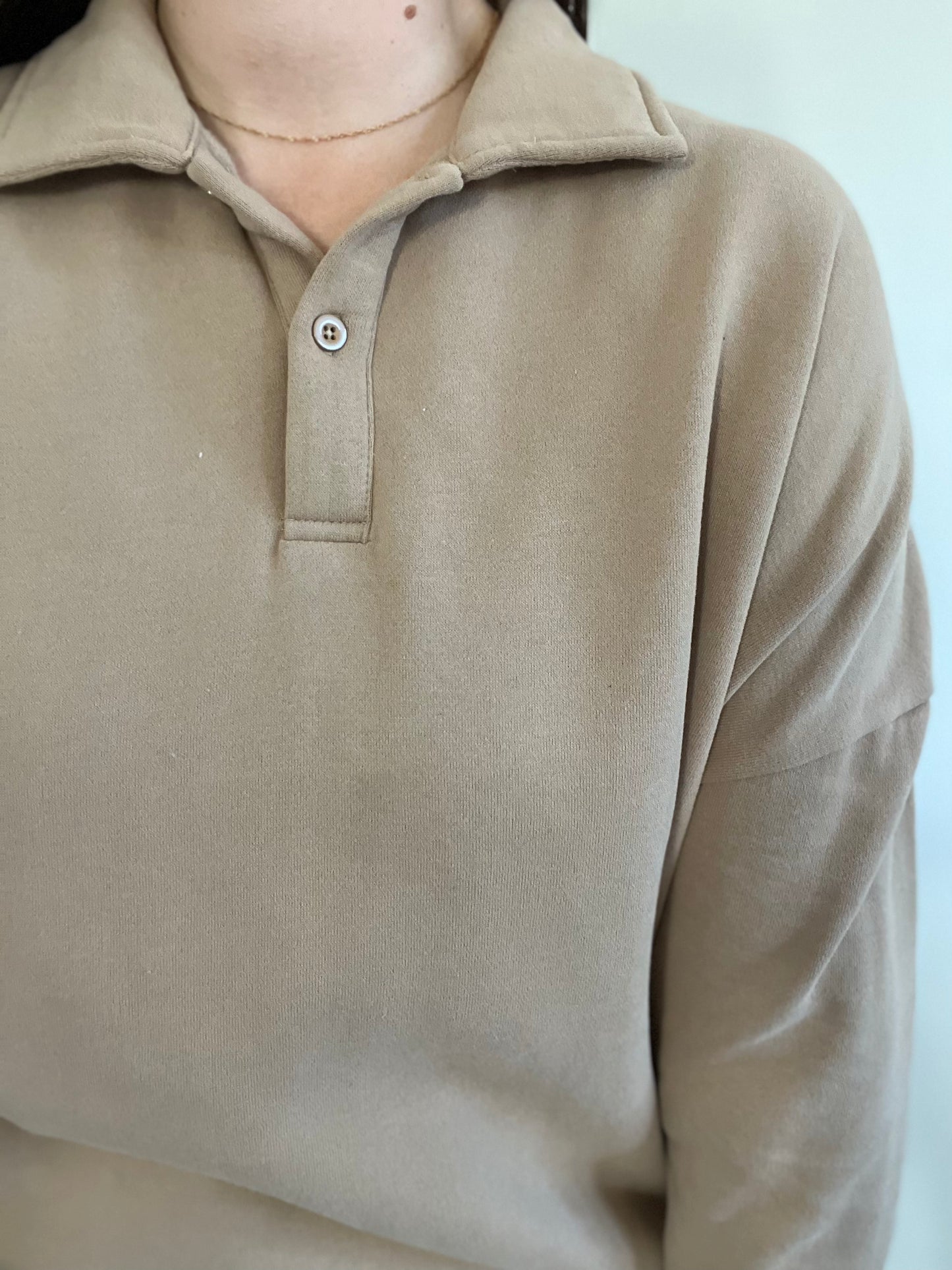 NEW Dark Beige Quarter Zip Sweater - Size S-L
