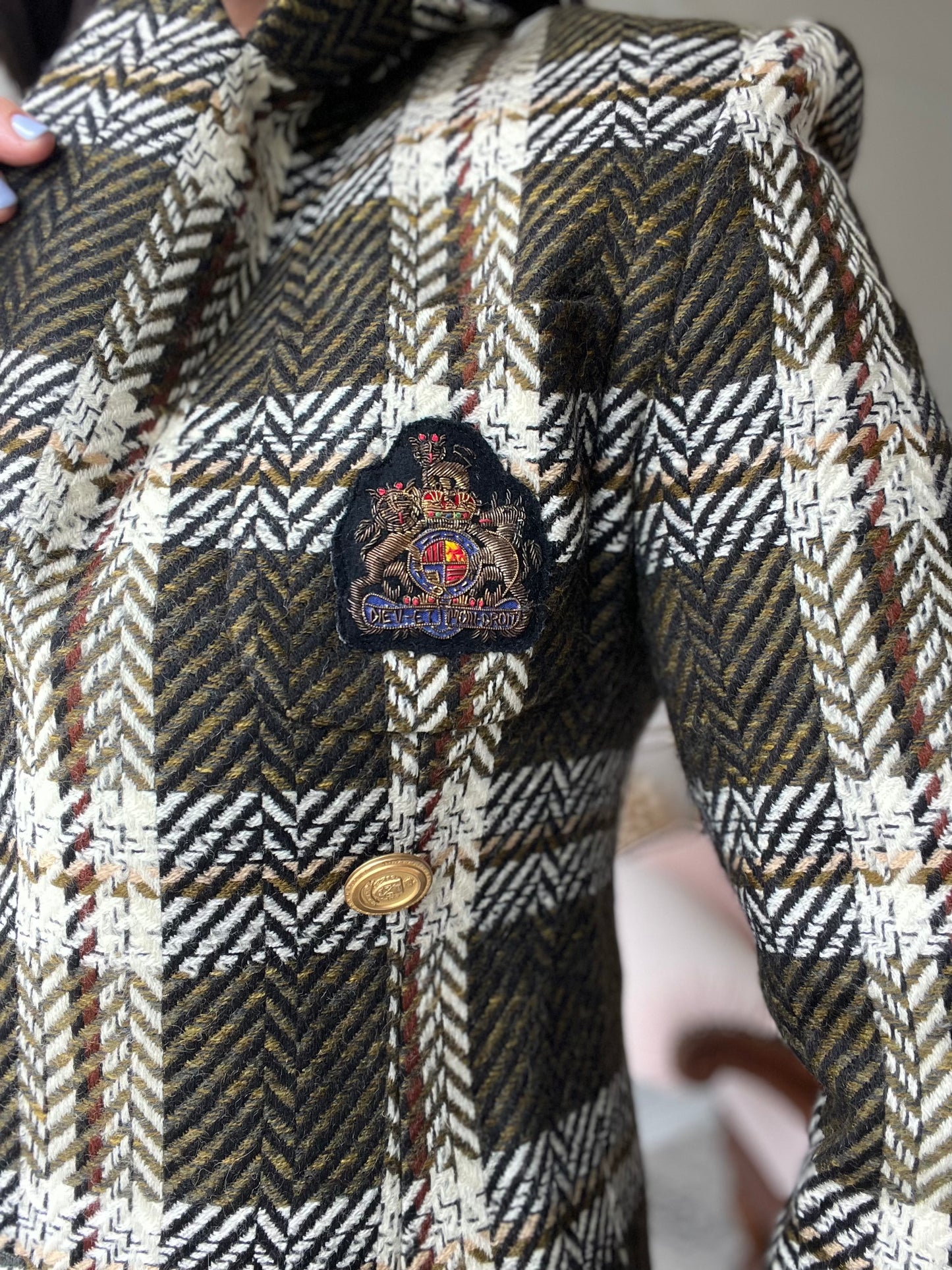 Vintage St. Sophia Paris Tweed Crest Blazer - Size M